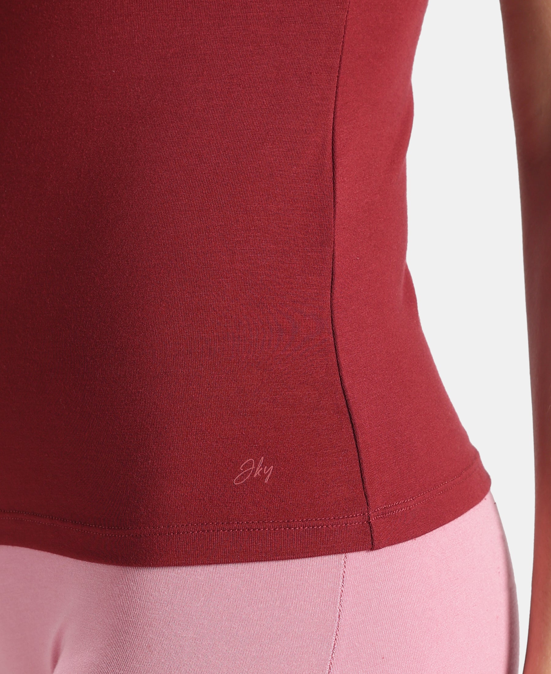 Micro Modal Elastane Stretch Camisole with Adjustable Straps and StayFresh Treatment - Pomegranate - Image 8