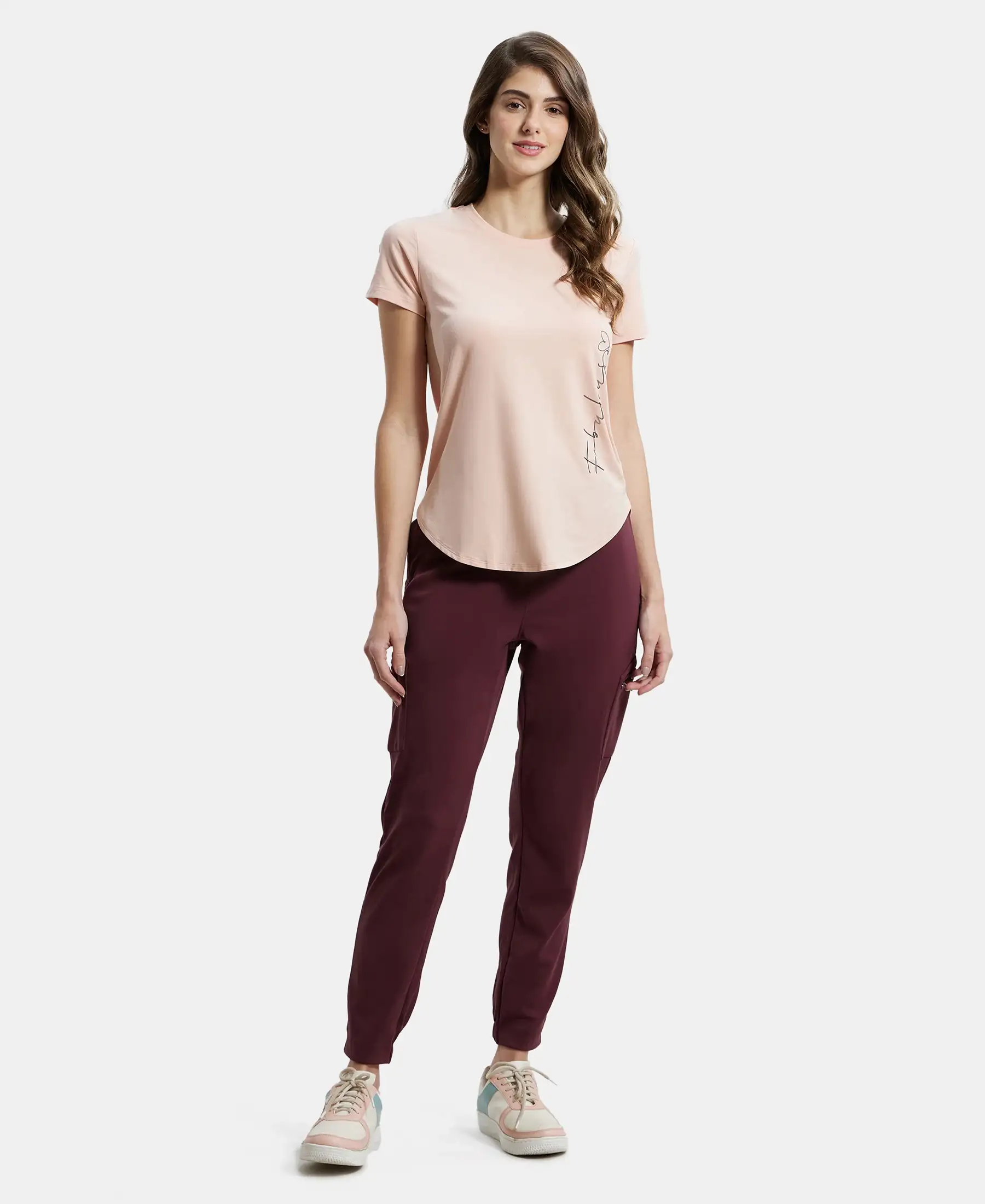 Micro Modal Fiber Elastane Stretch Relaxed Fit Graphic Print Round Neck Half Sleeve T-Shirt With Curved Hem Styling - Rosecloud - Image 4