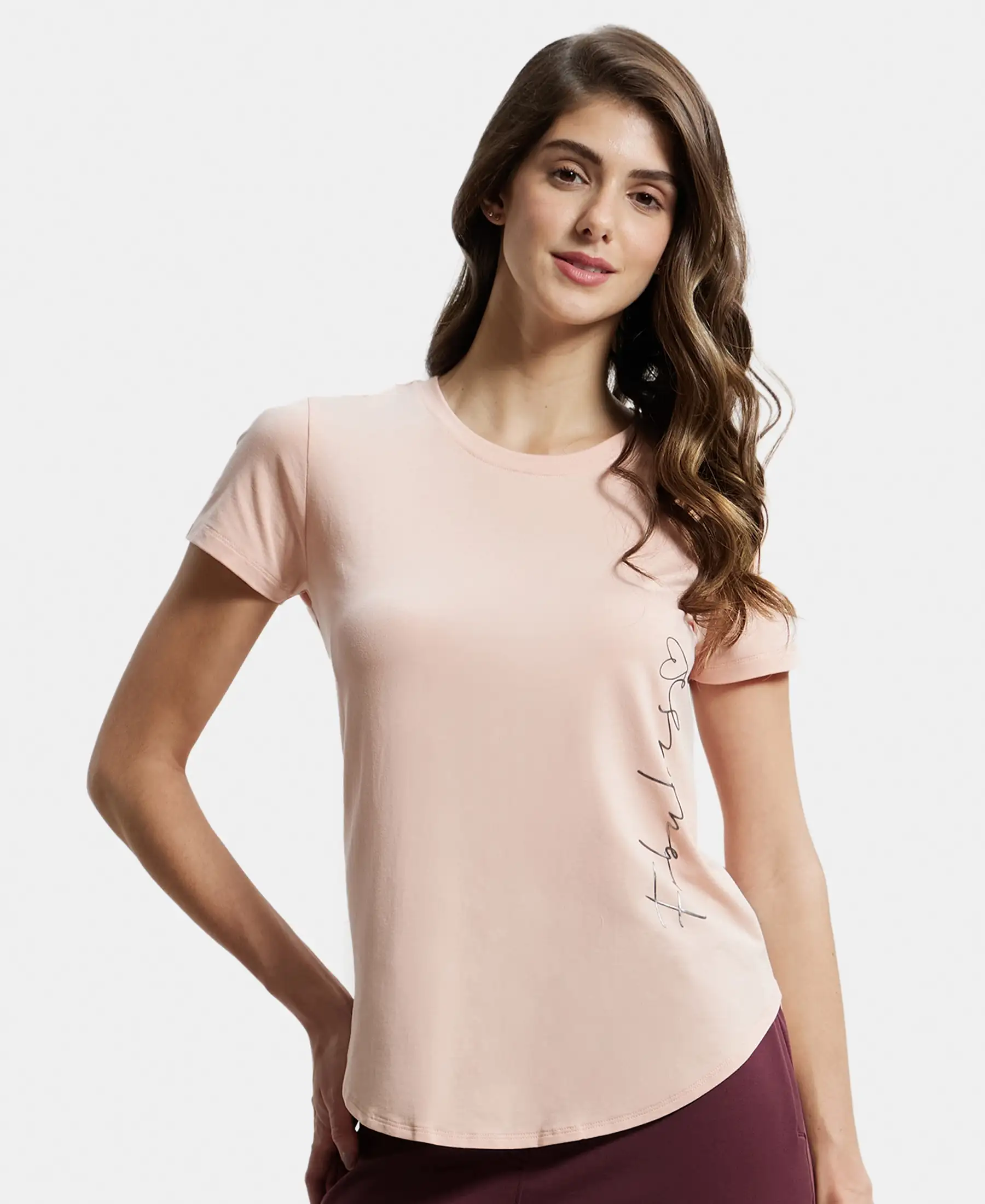 Micro Modal Fiber Elastane Stretch Relaxed Fit Graphic Print Round Neck Half Sleeve T-Shirt With Curved Hem Styling - Rosecloud - Image 5
