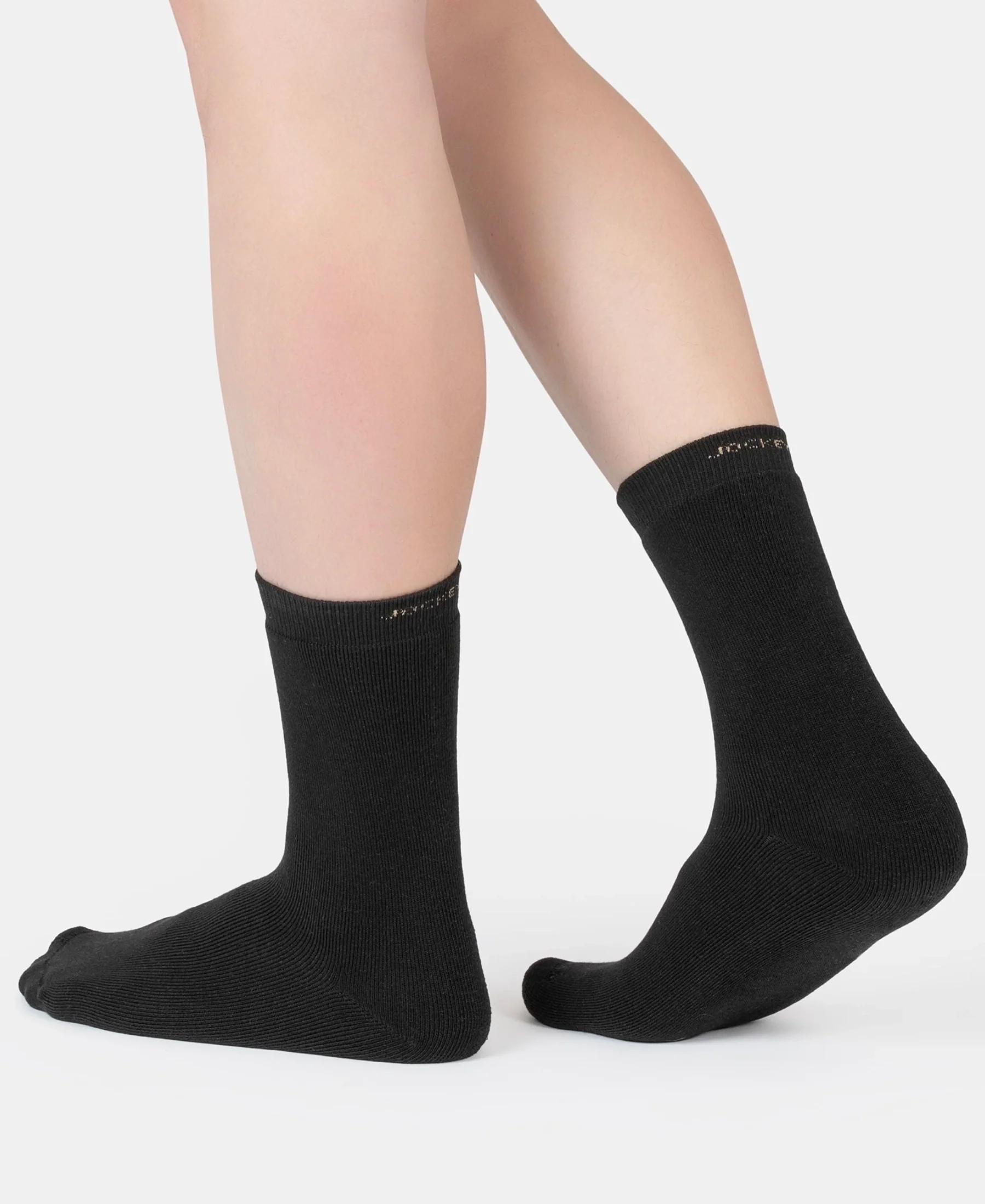 Microfiber and Compact Cotton Stretch Crew Length Thermal Socks With StayWarm Technology - Black - Image 4