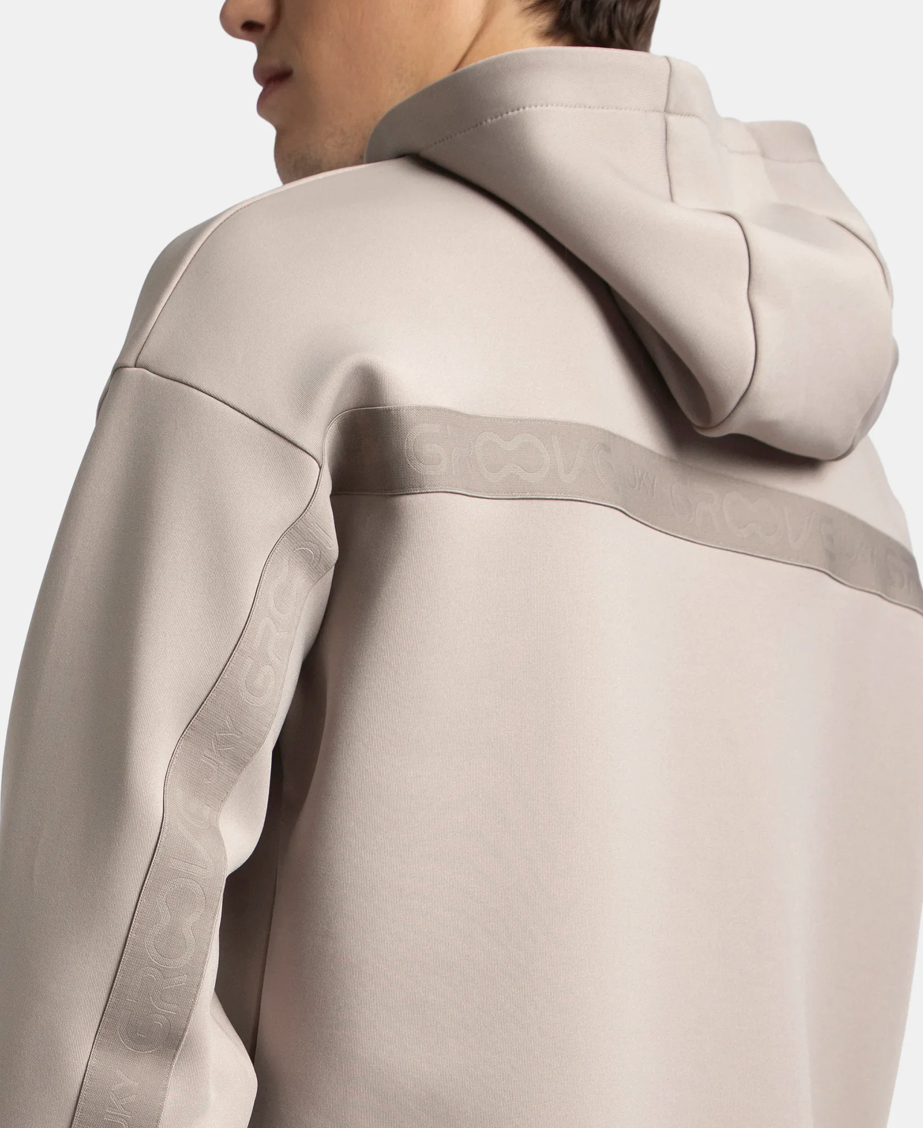 Microfiber Cotton Blend Elastane Stretch Hoodie Sweatshirt - Moon Rock - Image 8