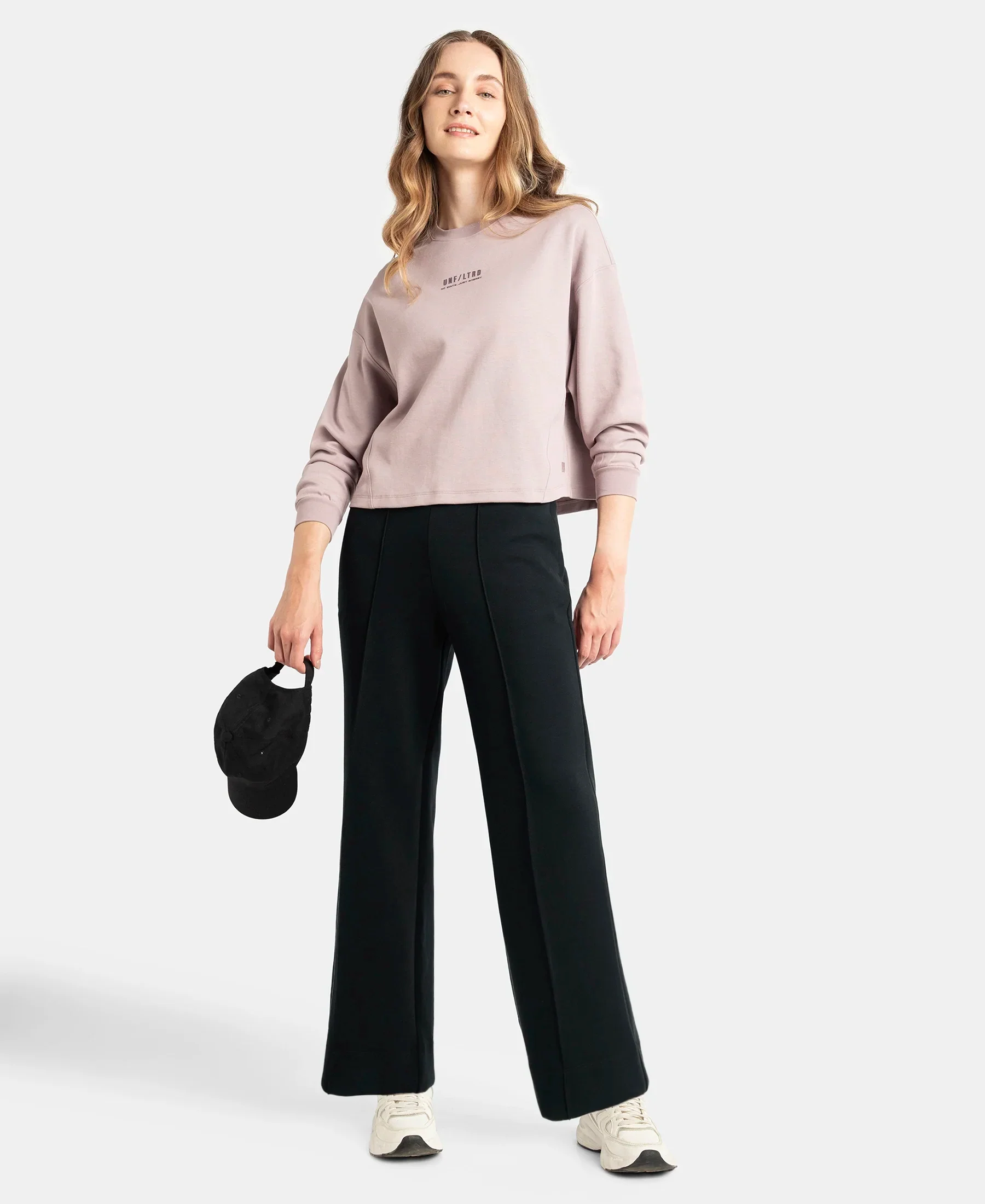 Microfiber Cotton Blend Elastane Stretch Relaxed Fit Wide Leg Pants with Zipper Pockets - Black - Image 6
