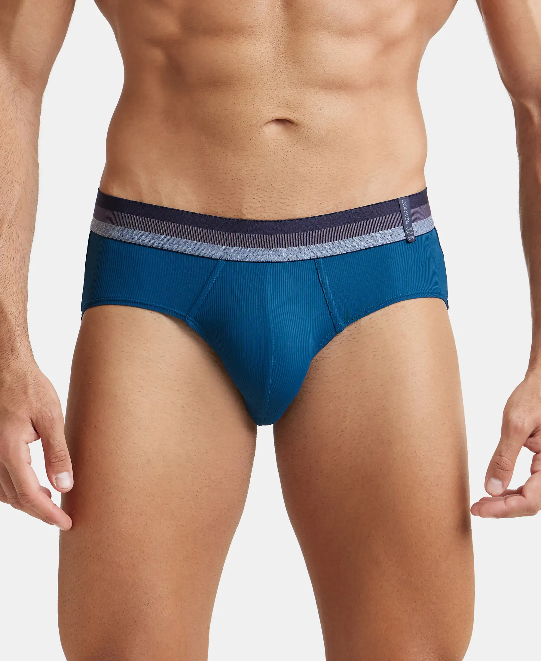 Microfiber Elastane Stretch Solid Brief with StayDry Treatment - Poseidon