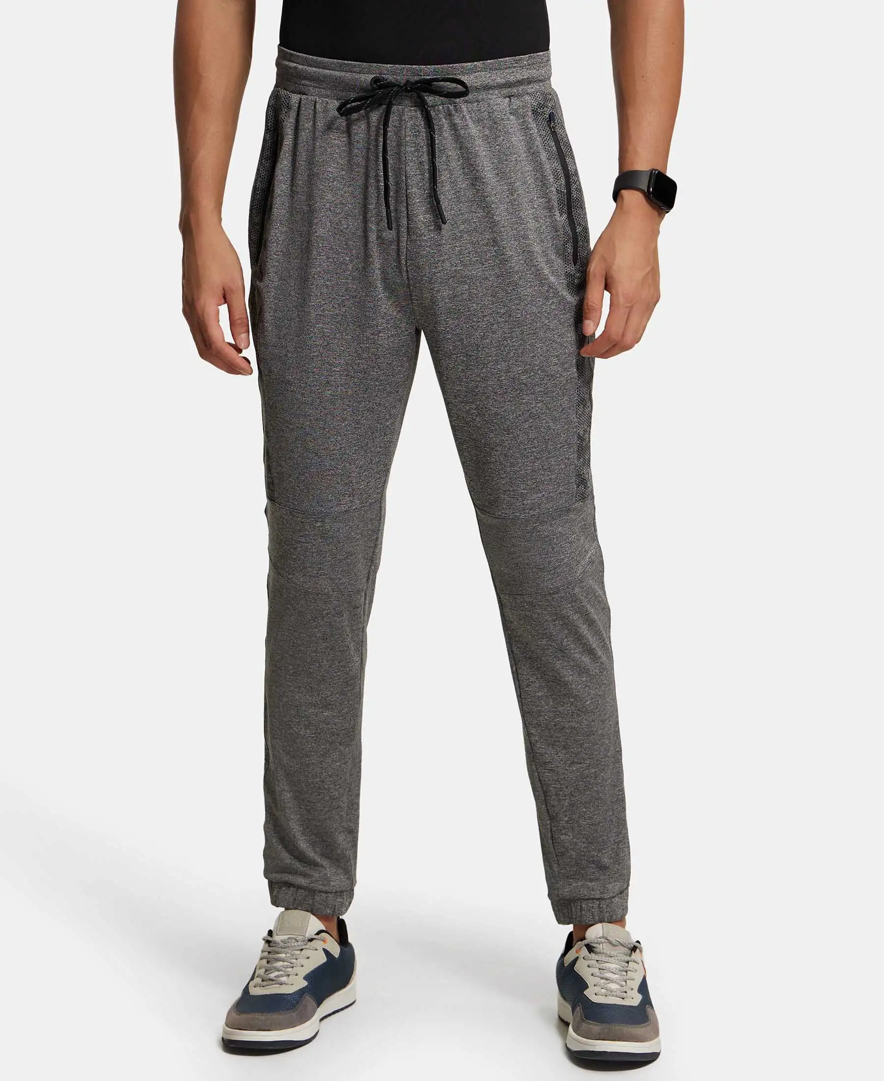 Microfiber Elastane Stretch Jogger with Zipper Pockets and StayDry Treatment - Black Grindle