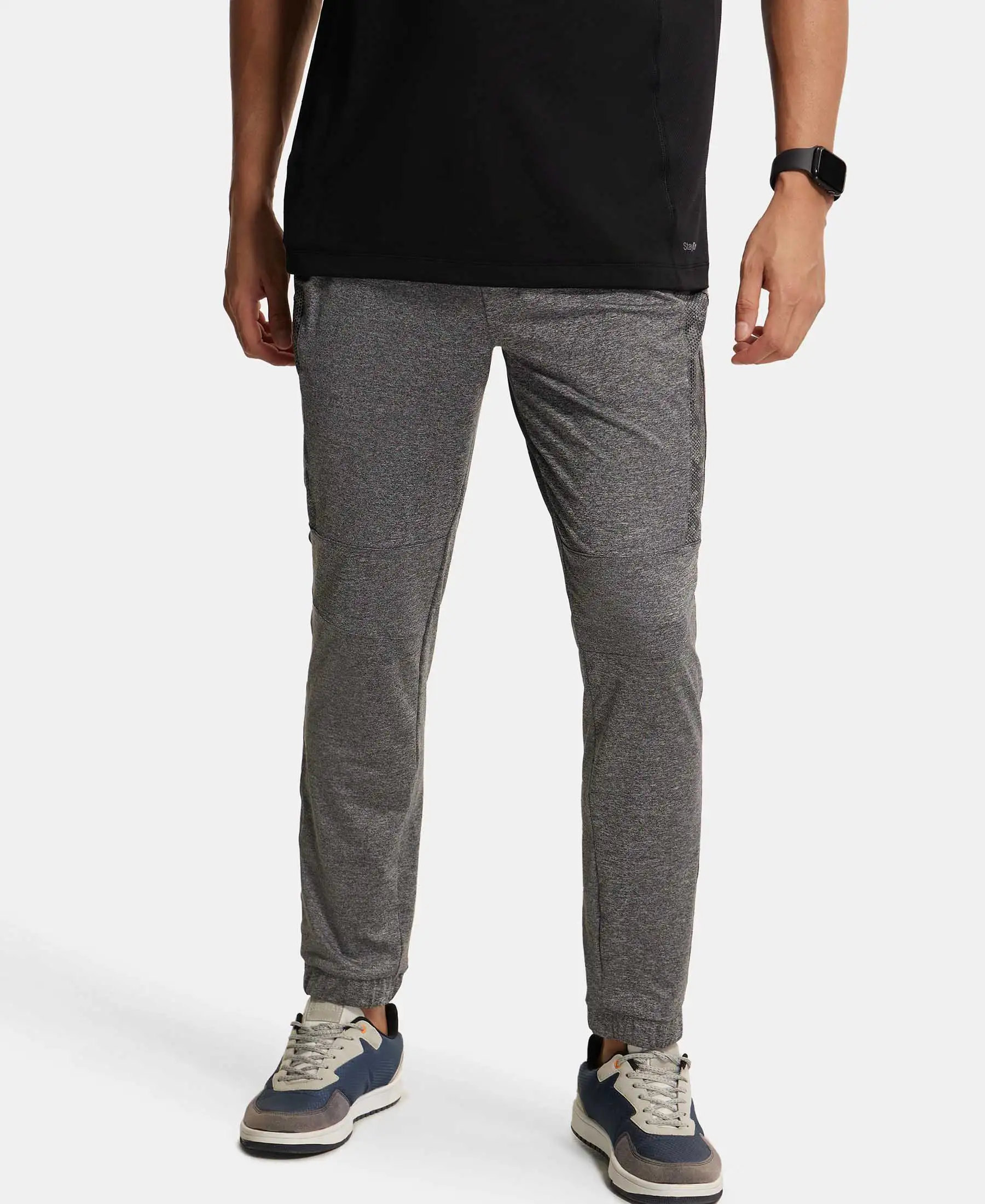 Microfiber Elastane Stretch Jogger with Zipper Pockets and StayDry Treatment - Black Grindle - Image 5