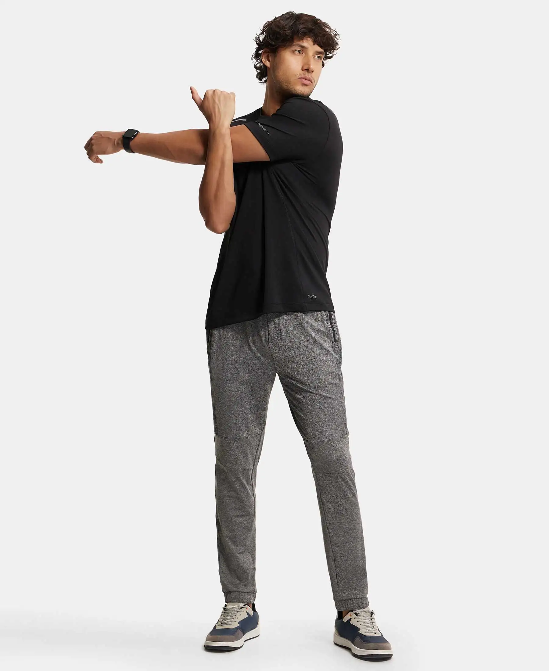 Microfiber Elastane Stretch Jogger with Zipper Pockets and StayDry Treatment - Black Grindle - Image 6