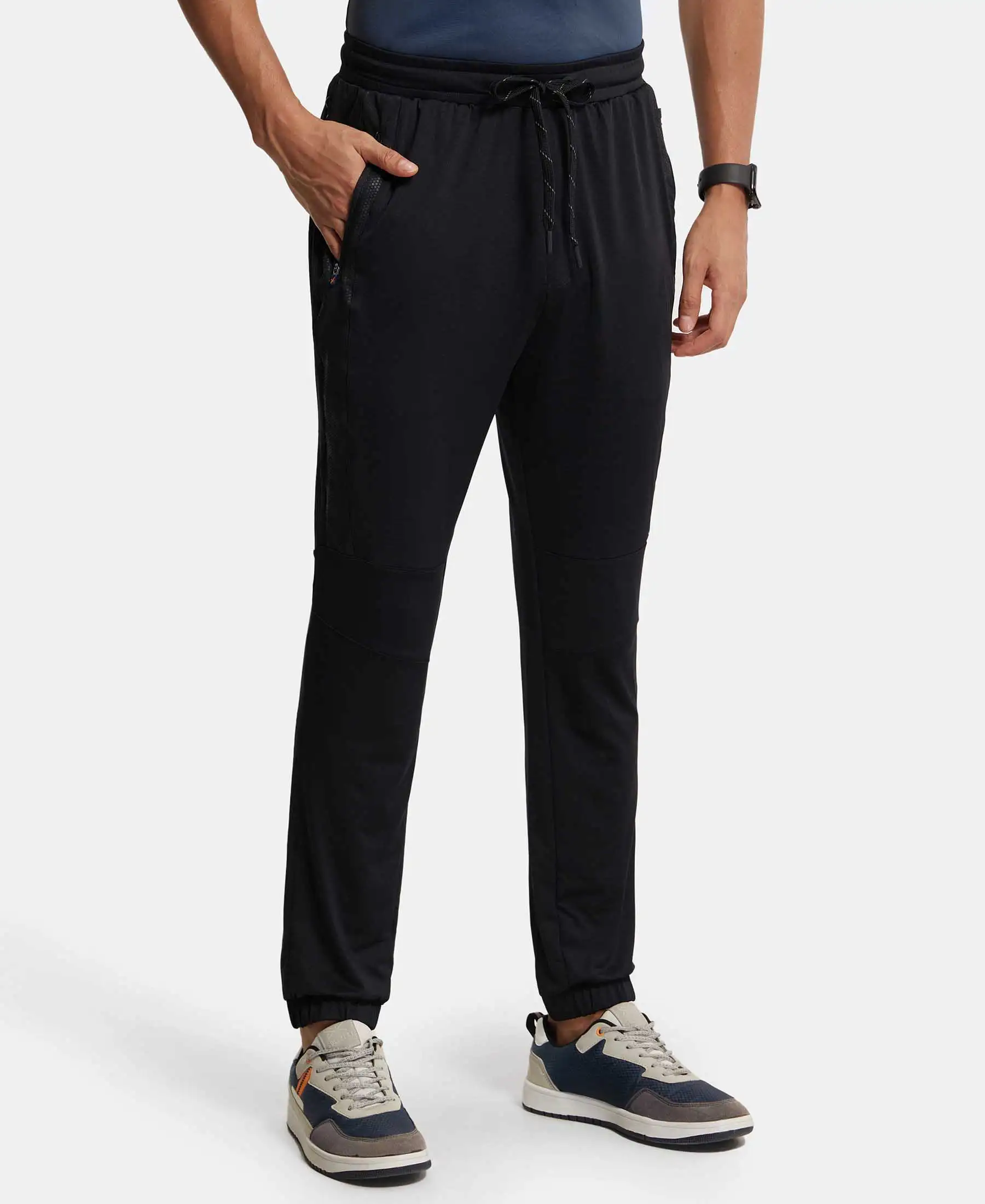 Microfiber Elastane Stretch Jogger with Zipper Pockets and StayDry Treatment - Black - Image 2