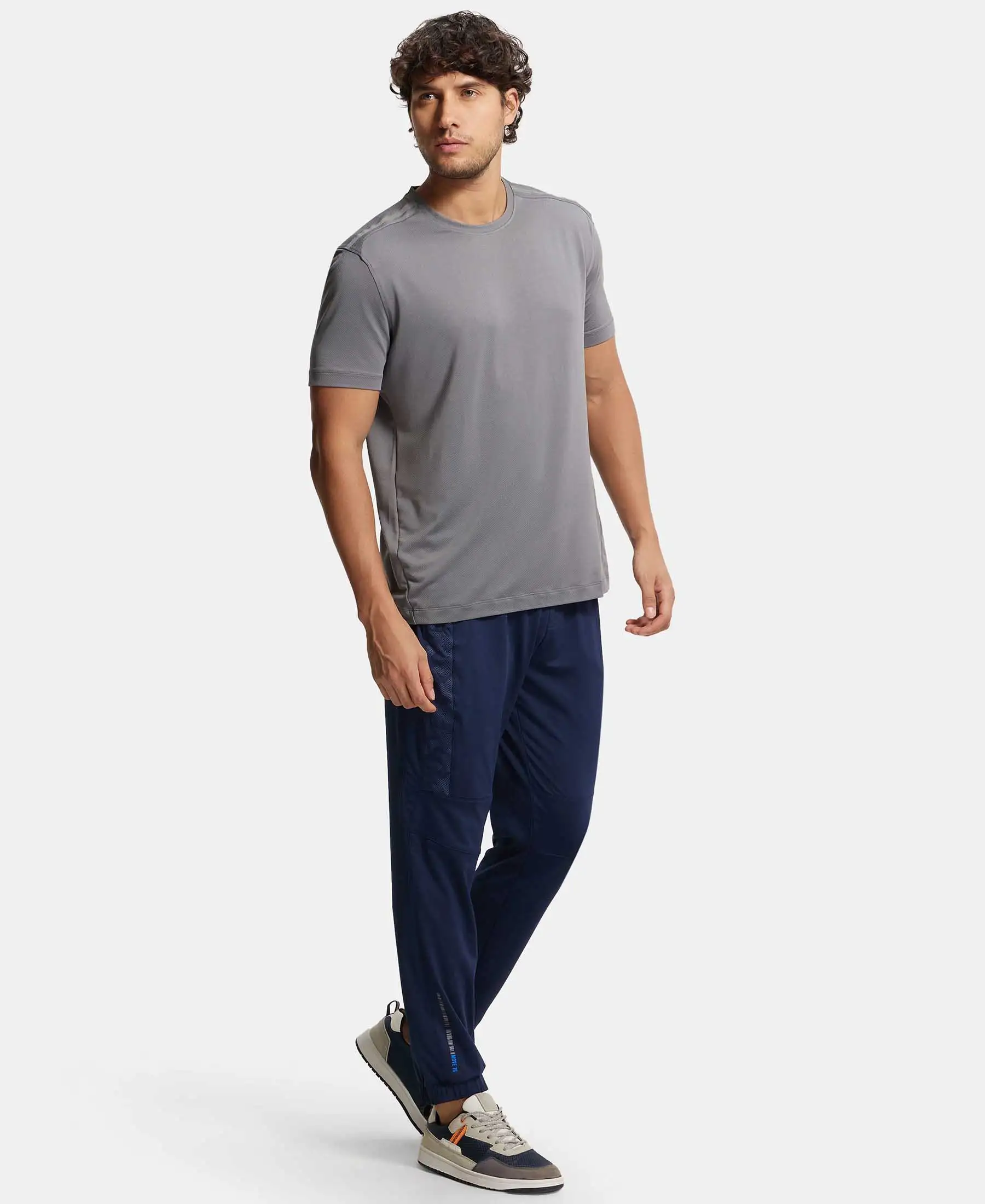 Microfiber Elastane Stretch Jogger with Zipper Pockets and StayDry Treatment - Navy - Image 4