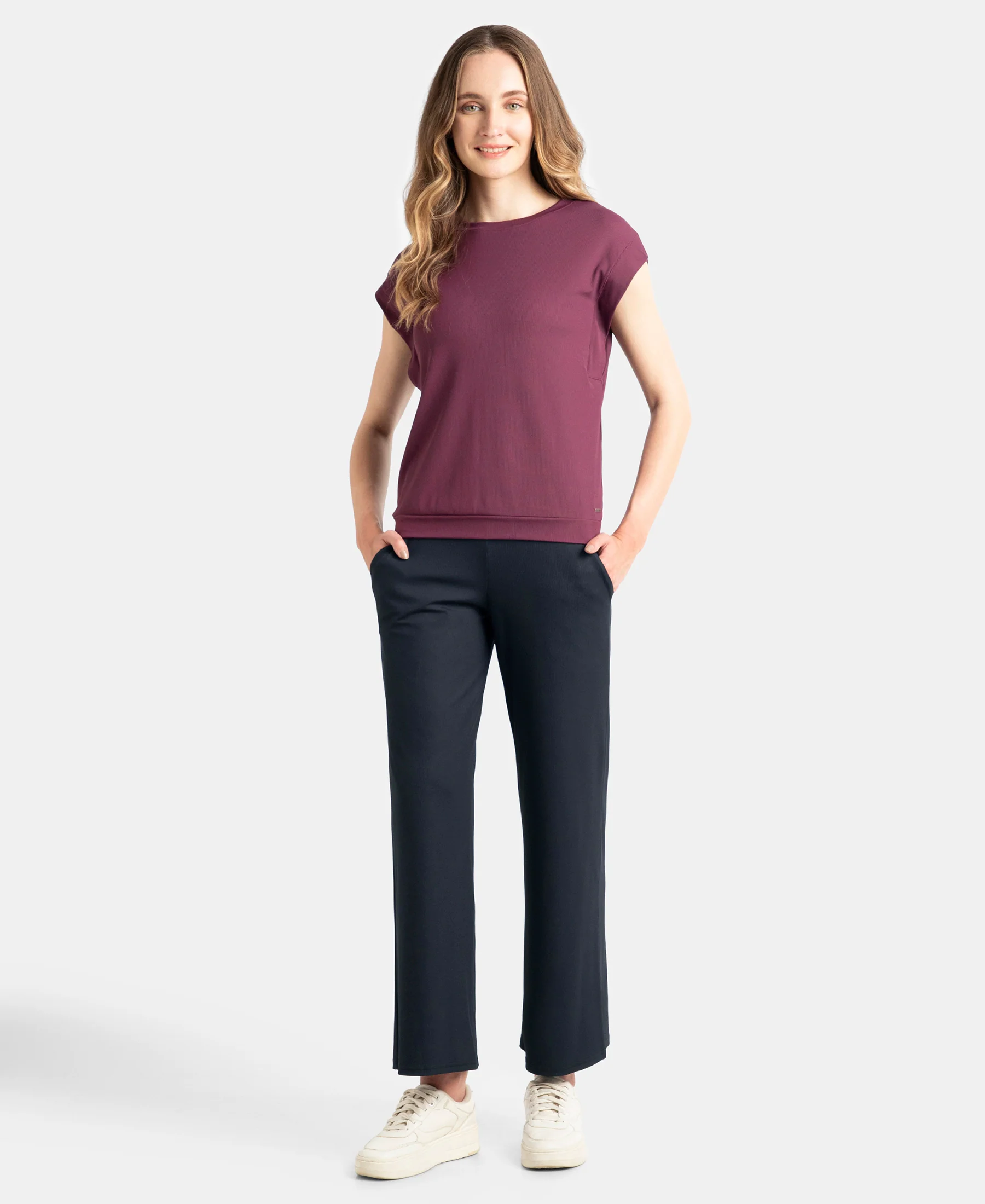 Microfiber Elastane Stretch Regular Fit Wide Leg Pants - Black - Image 4
