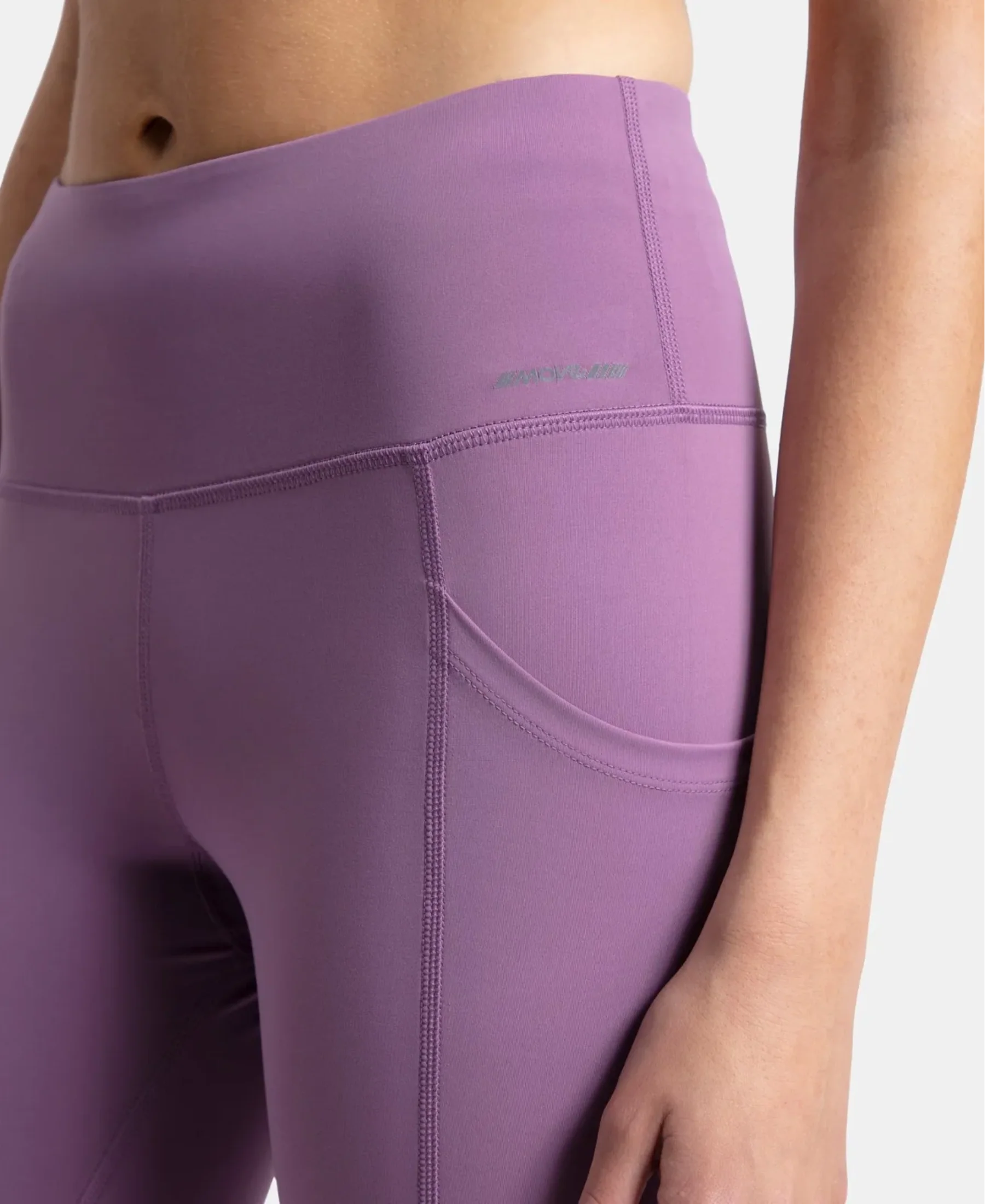 Microfiber Elastane Stretch Slim Fit Capri with Back Waistband Pocket - Chinese Violet - Image 7