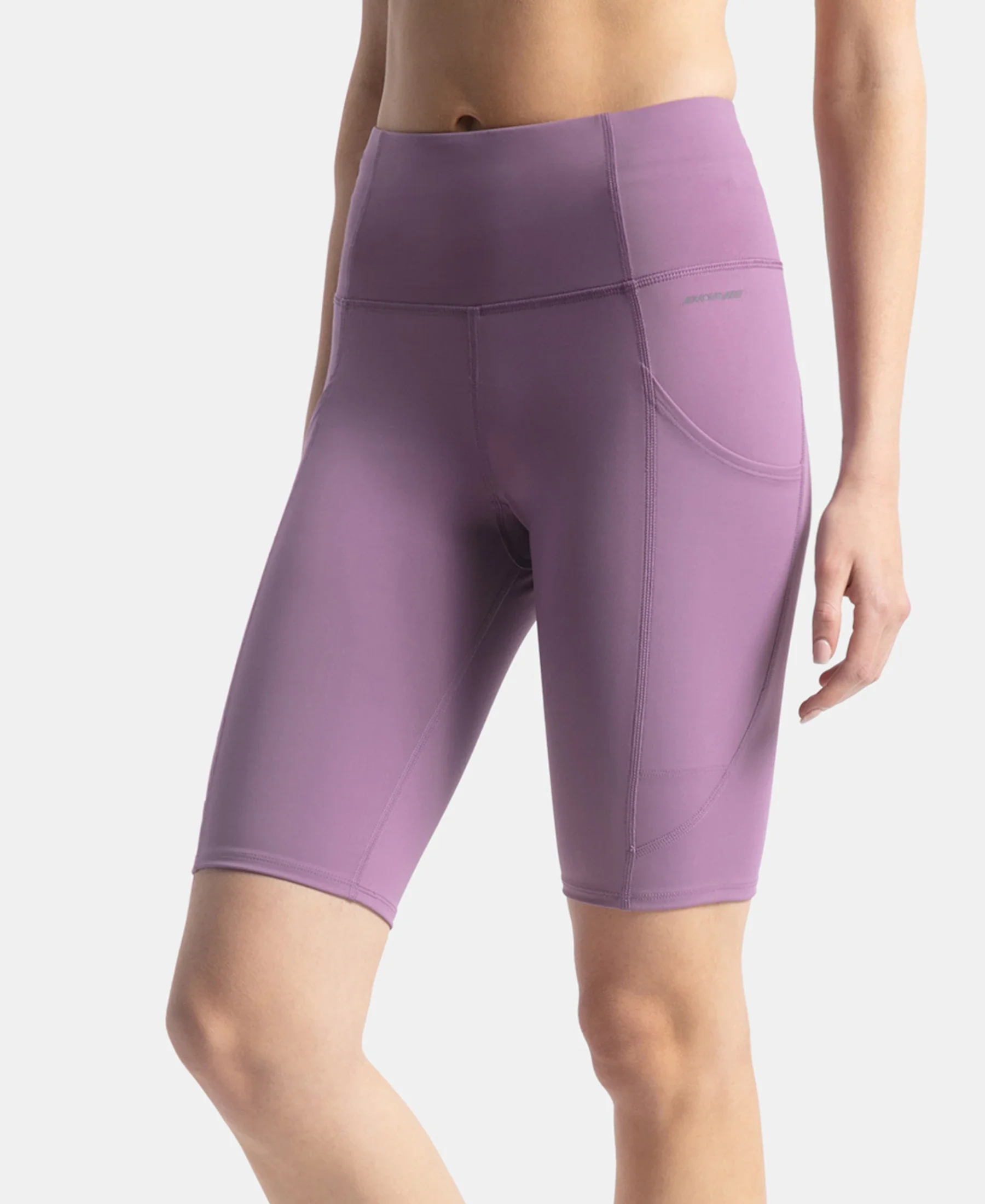 Microfiber Elastane Stretch Slim Fit Shorts with Side Pockets - Chinese Violet - Image 2