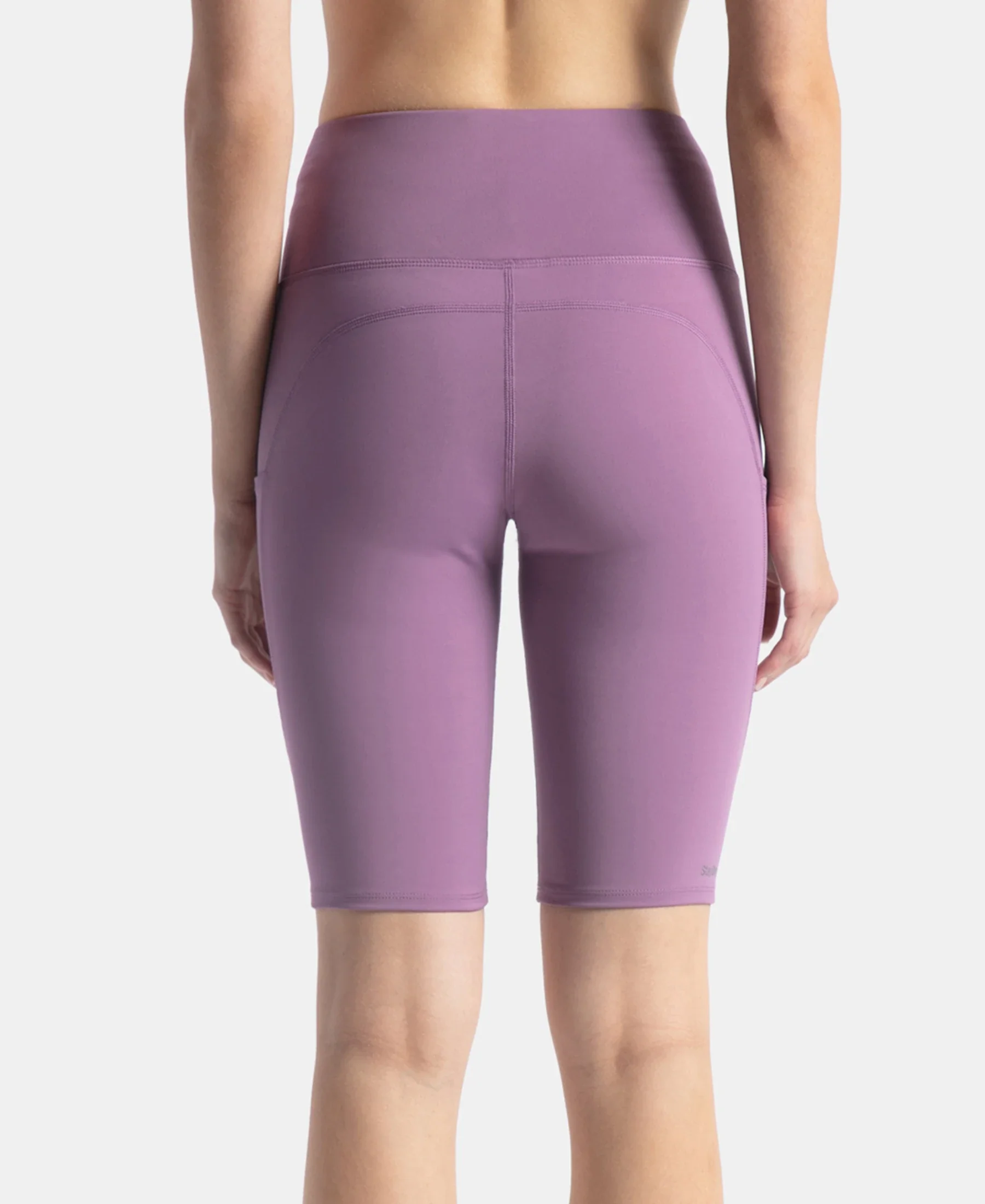 Microfiber Elastane Stretch Slim Fit Shorts with Side Pockets - Chinese Violet - Image 3