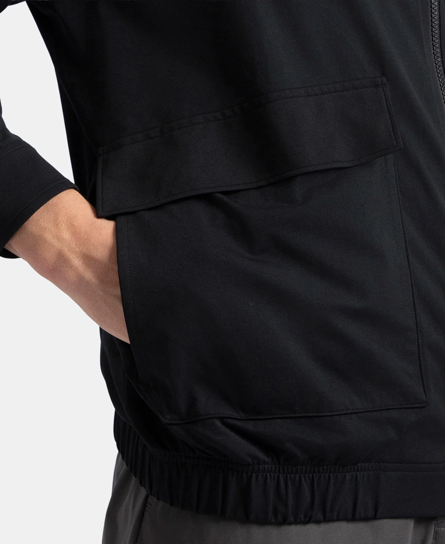 Microfiber Fabric 4 Pocket Full Zip Closure Shacket - Black - Image 10
