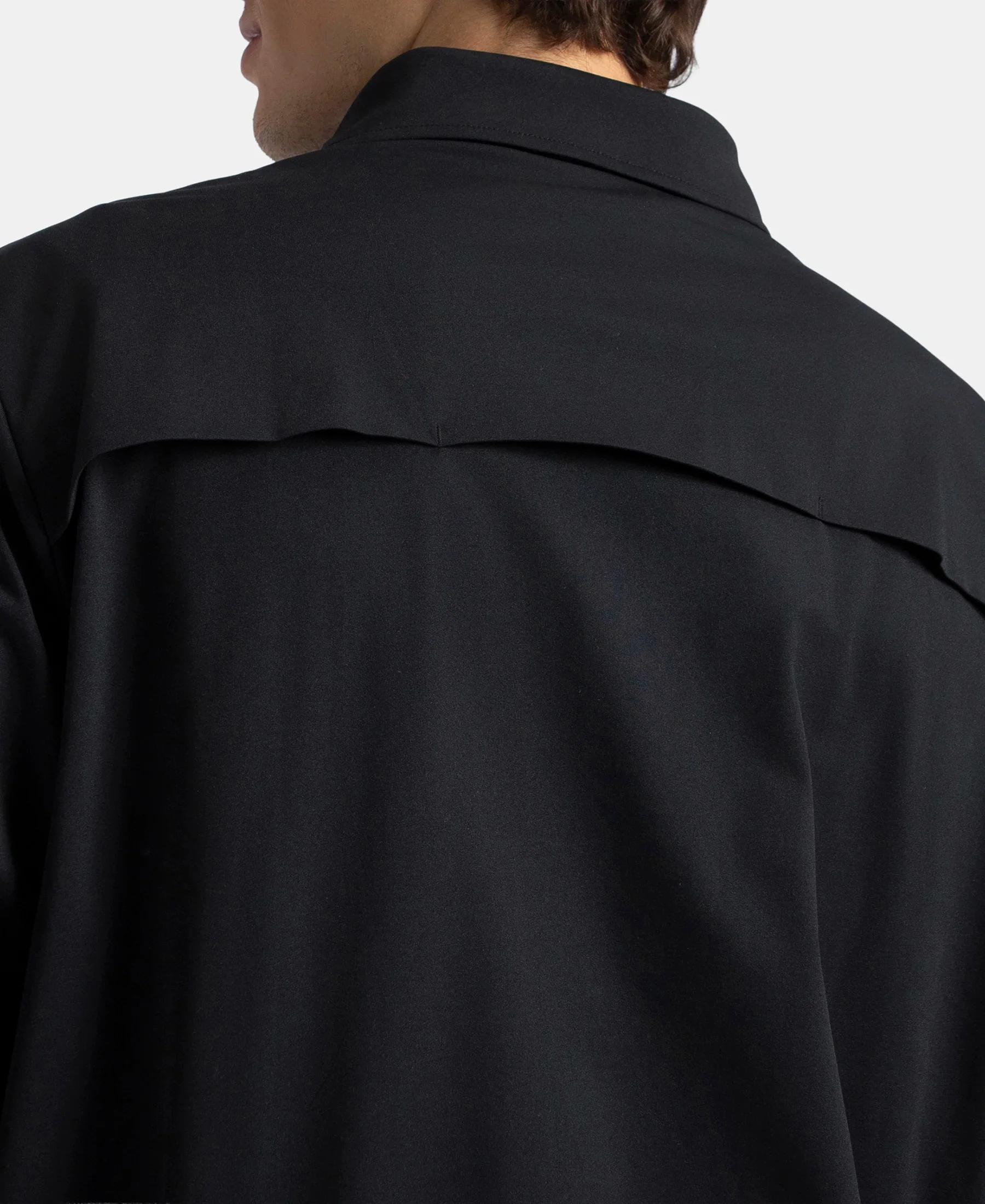 Microfiber Fabric 4 Pocket Full Zip Closure Shacket - Black - Image 8