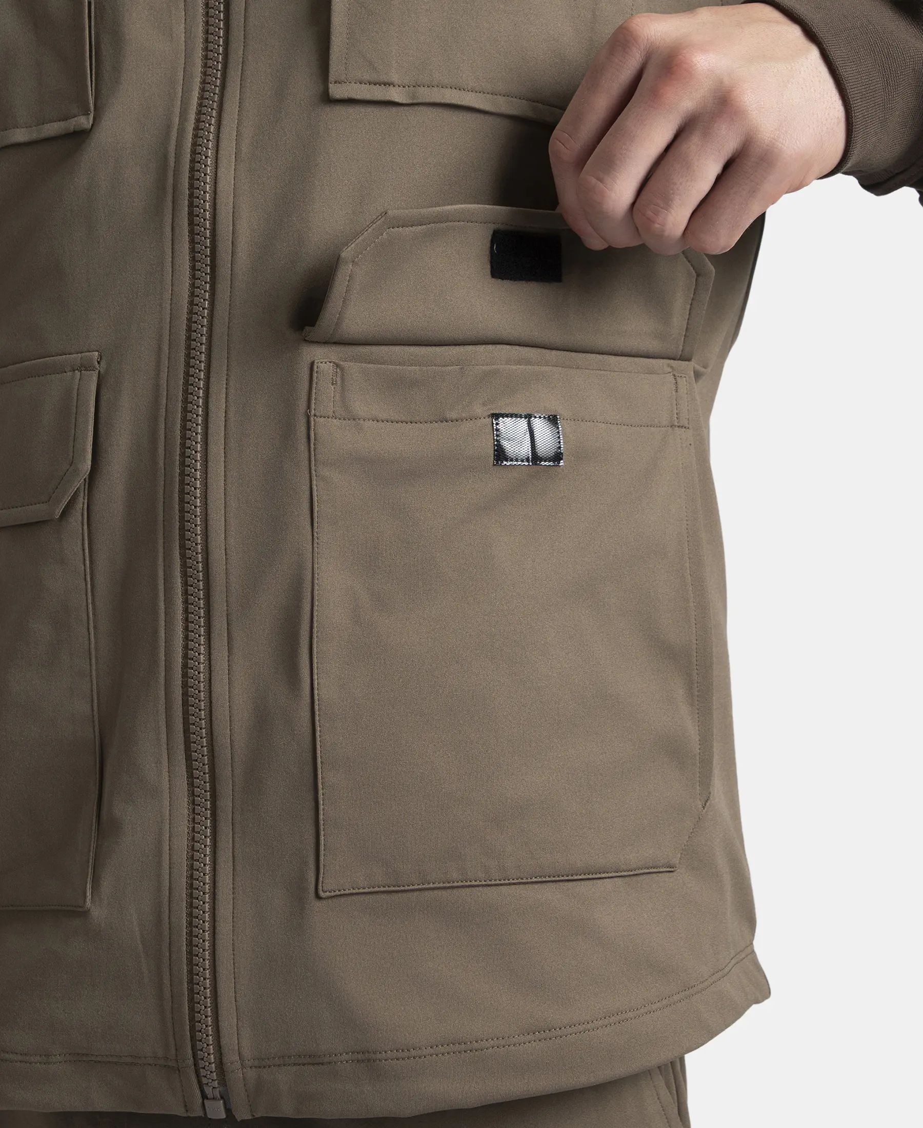 Microfiber Fabric 6 Pocket Full Zip Closure Hoodie Gilet - Green - Image 10
