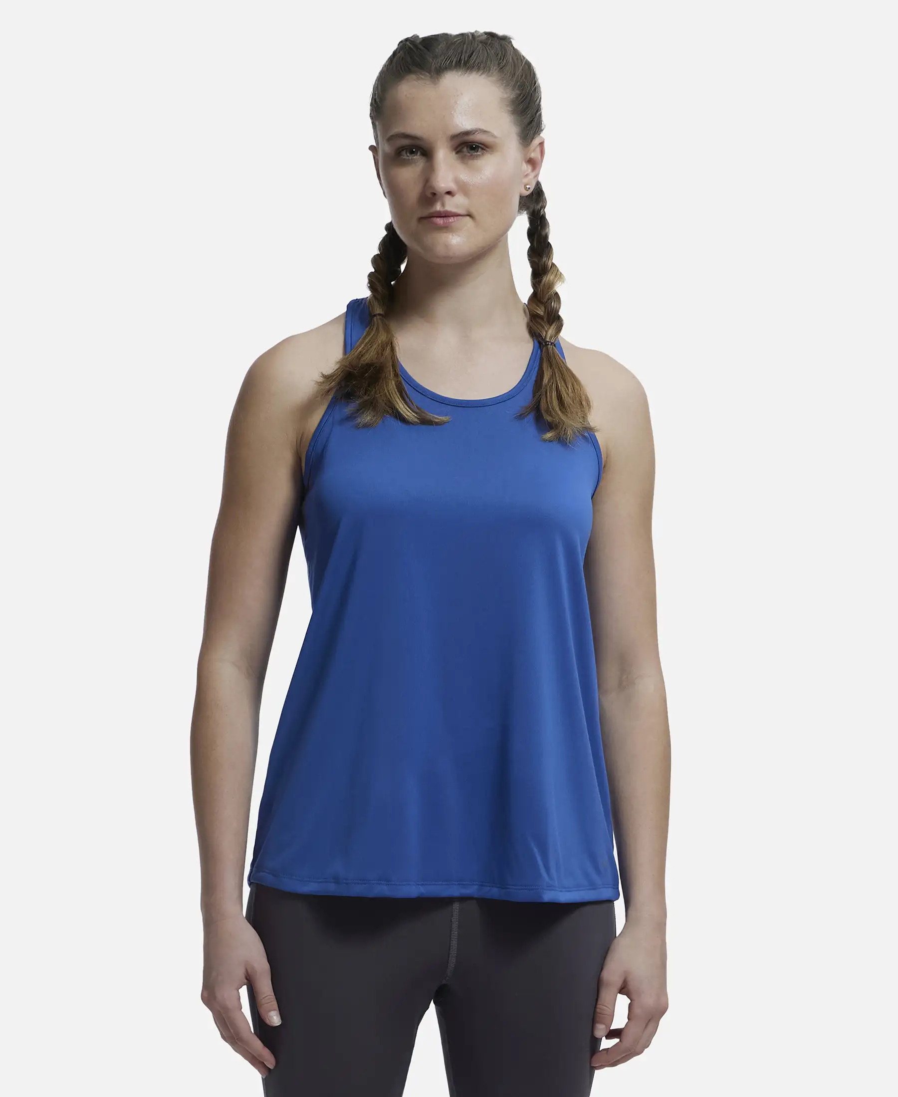 Microfiber Fabric Graphic Printed Racerback Styled Tank Top - Bright Cobalt