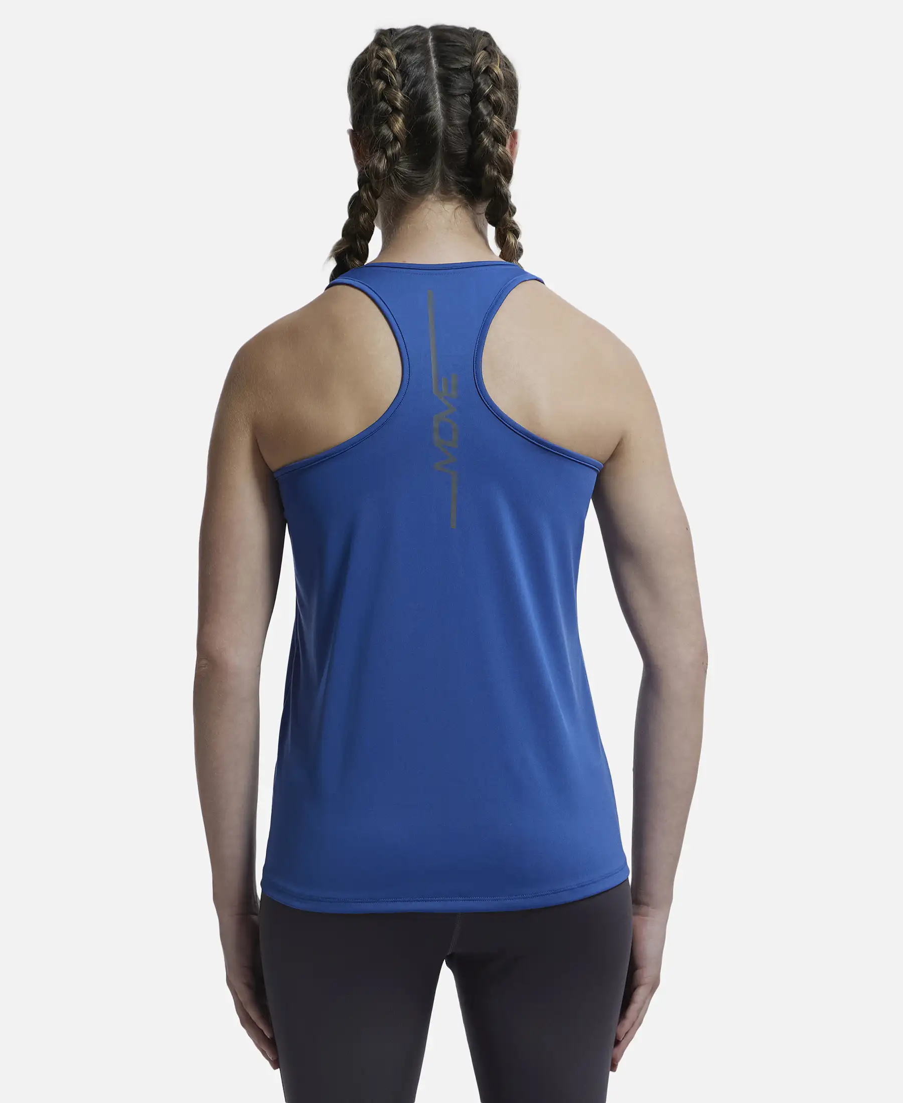 Microfiber Fabric Graphic Printed Racerback Styled Tank Top - Bright Cobalt - Image 3