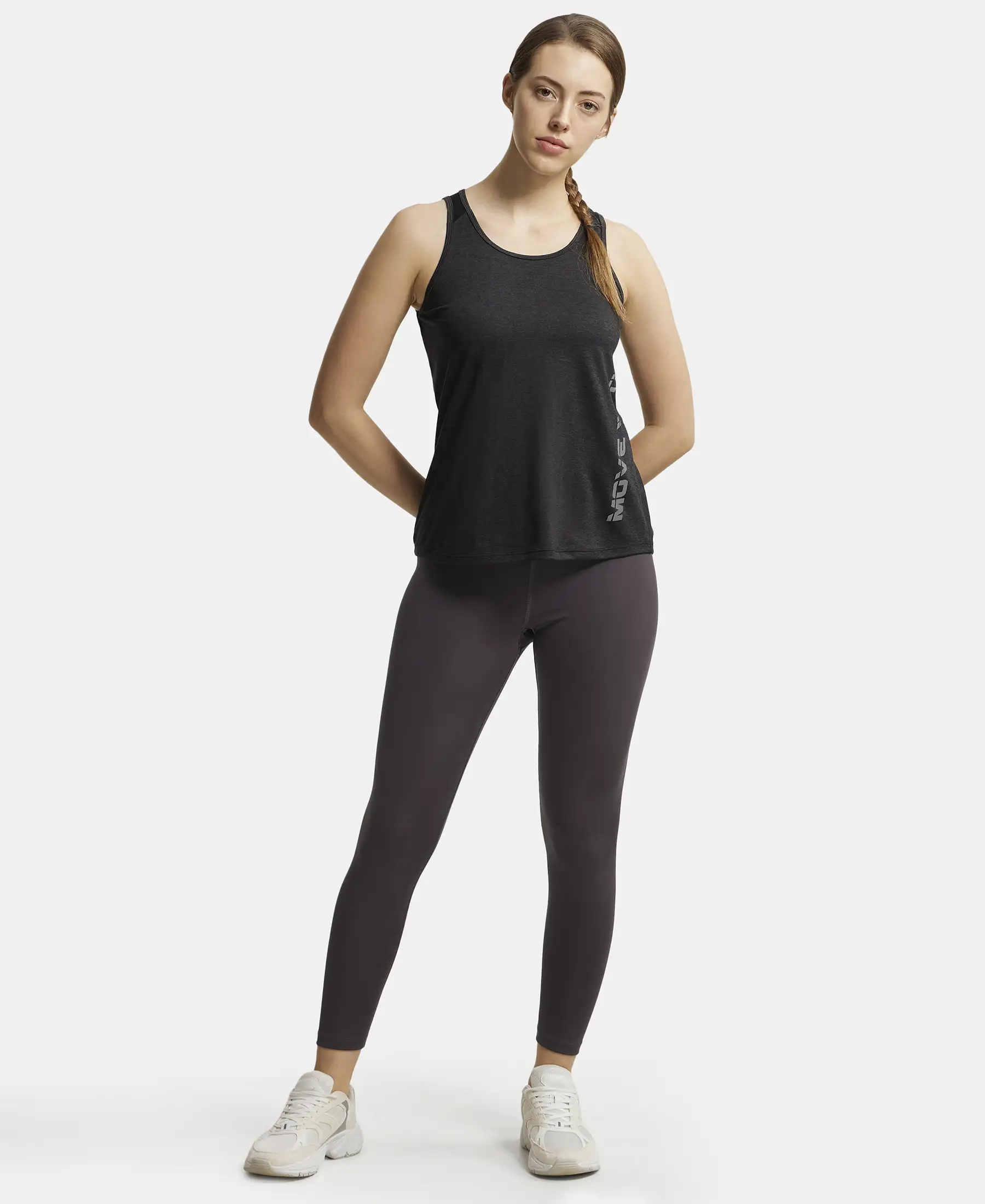 Microfiber Fabric Graphic Printed Tank Top With Breathable Mesh - Black - Image 4