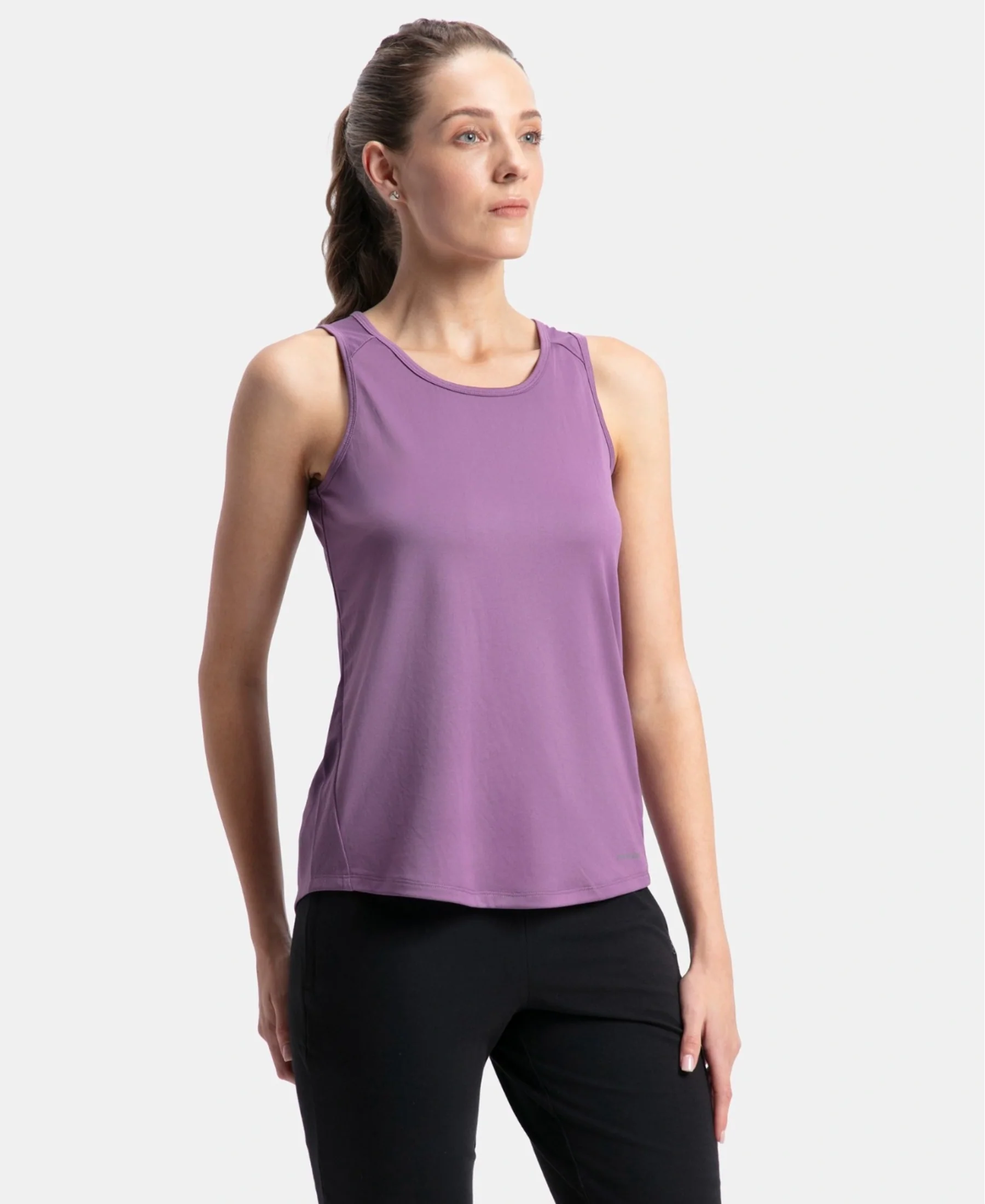 Microfiber Fabric Graphic Printed Tank Top With Breathable Mesh - Chinese Violet - Image 2