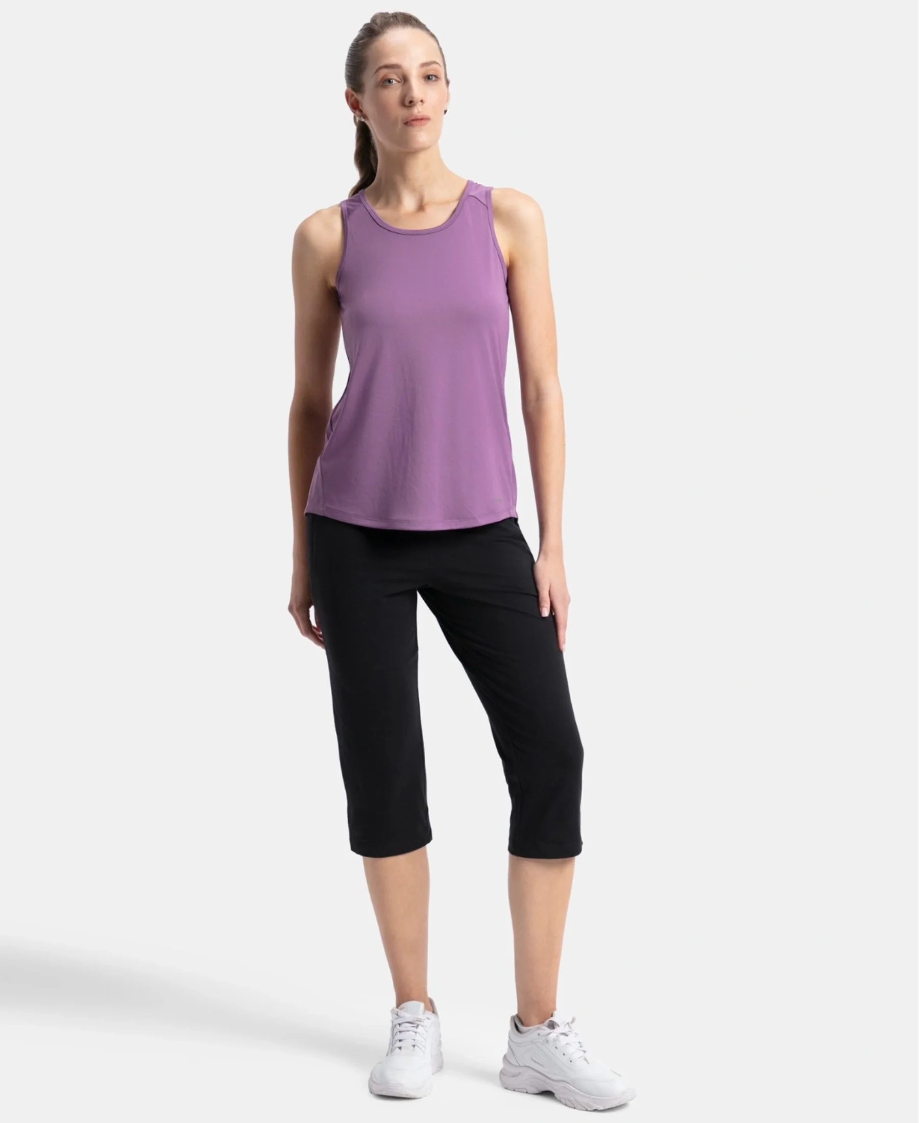Microfiber Fabric Graphic Printed Tank Top With Breathable Mesh - Chinese Violet - Image 4