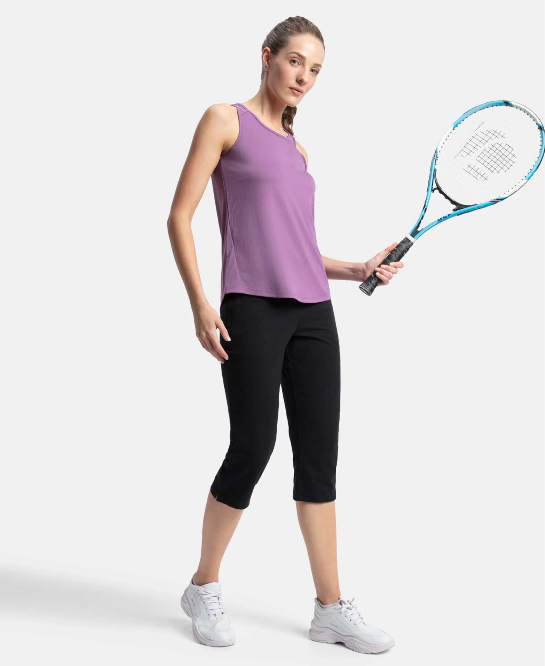 Microfiber Fabric Graphic Printed Tank Top With Breathable Mesh - Chinese Violet - Image 6