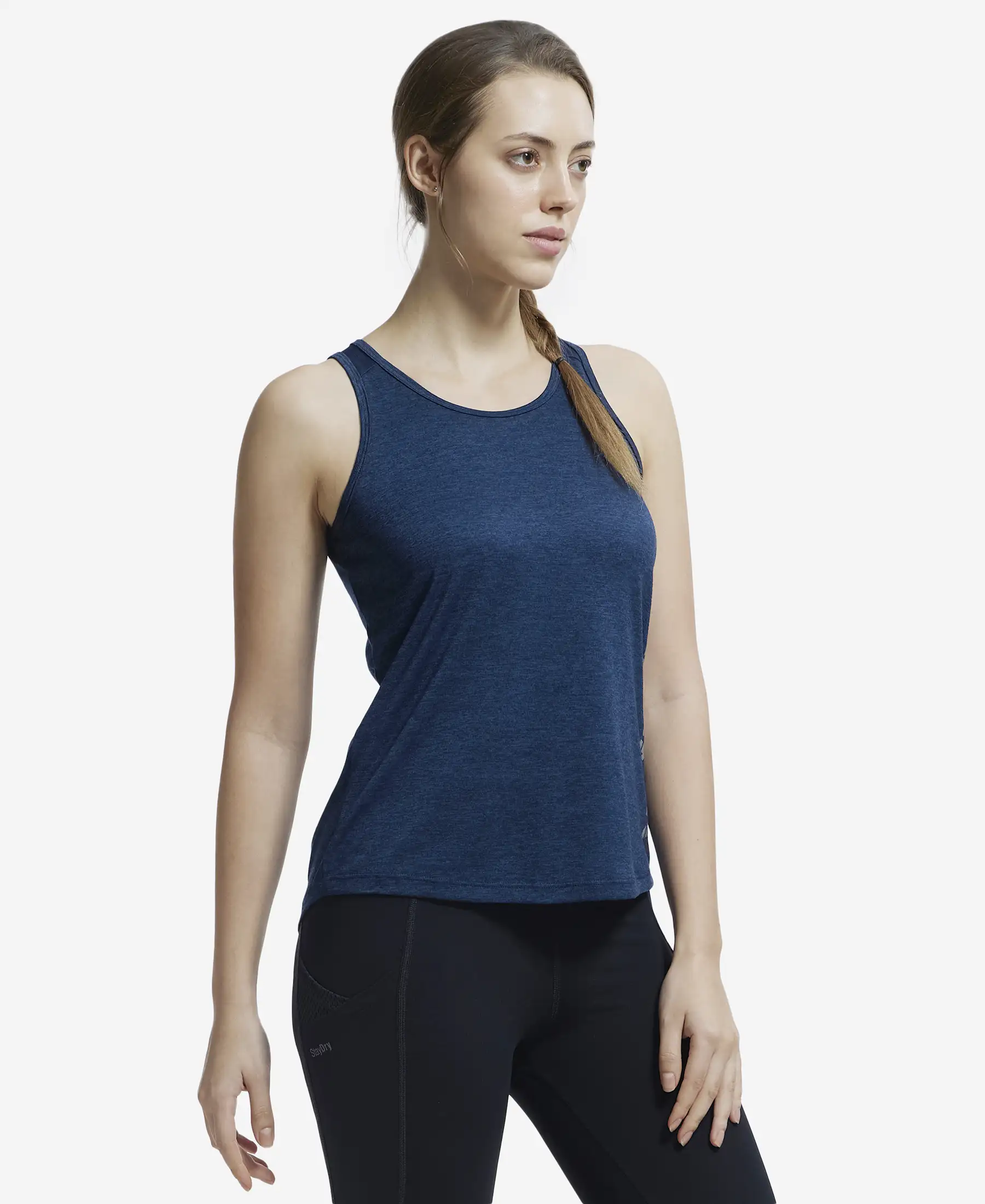 Microfiber Fabric Graphic Printed Tank Top With Breathable Mesh - Cosmic Sapphire - Image 2