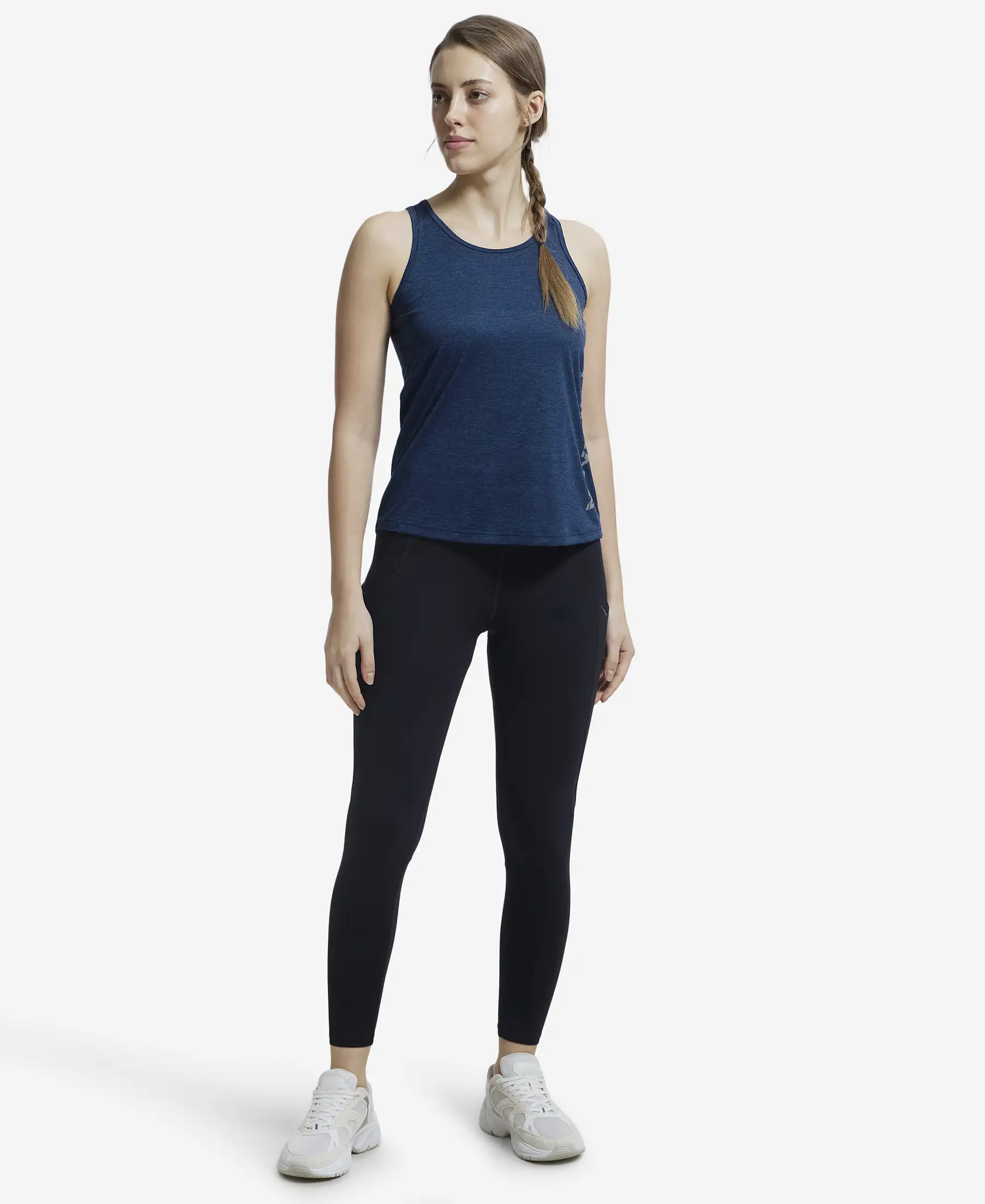Microfiber Fabric Graphic Printed Tank Top With Breathable Mesh - Cosmic Sapphire - Image 4