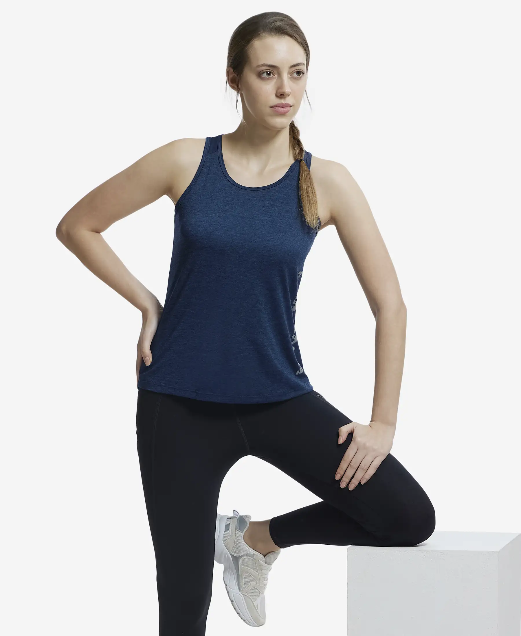 Microfiber Fabric Graphic Printed Tank Top With Breathable Mesh - Cosmic Sapphire - Image 6