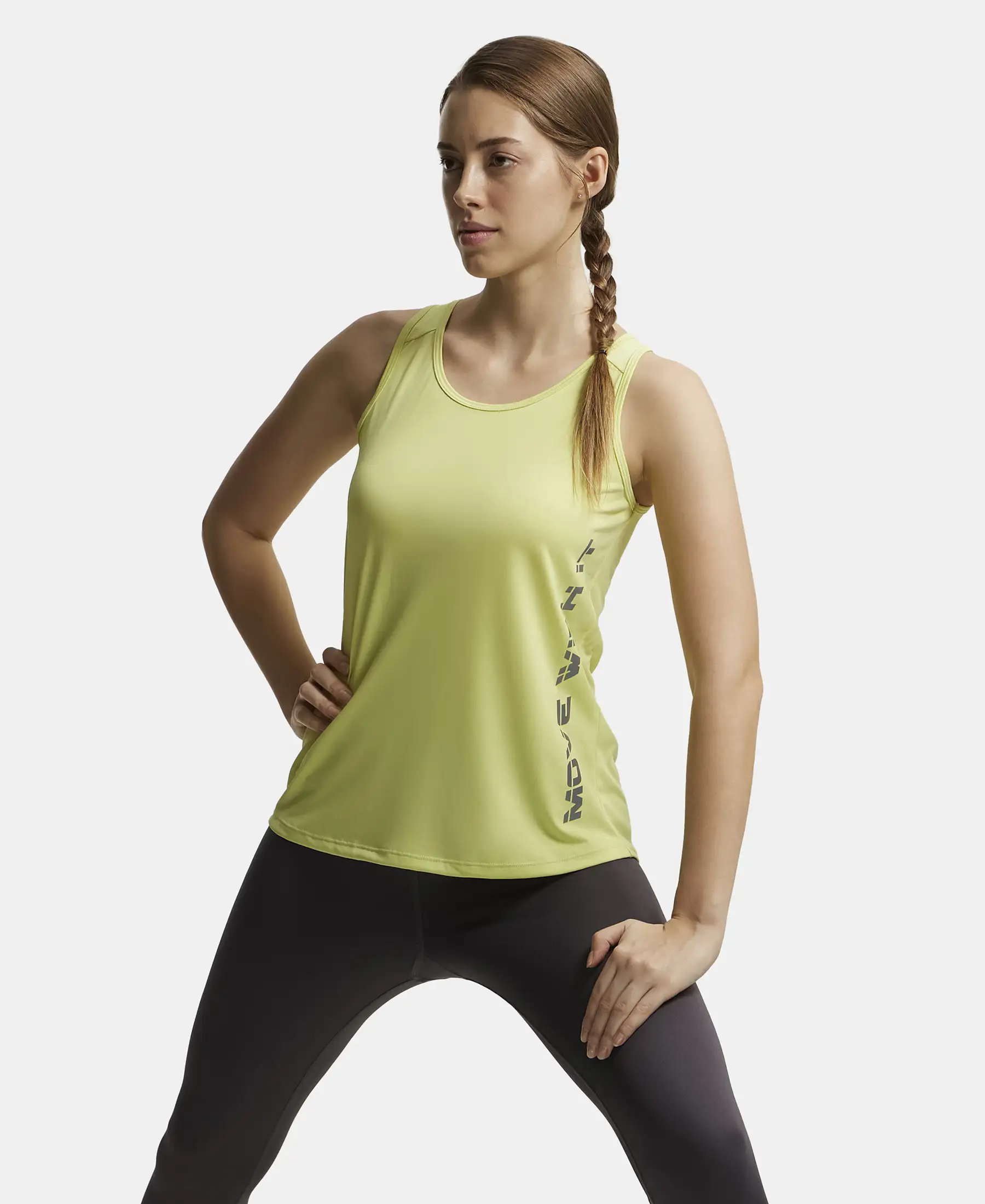 Microfiber Fabric Graphic Printed Tank Top With Breathable Mesh - Daiquiri Green - Image 6