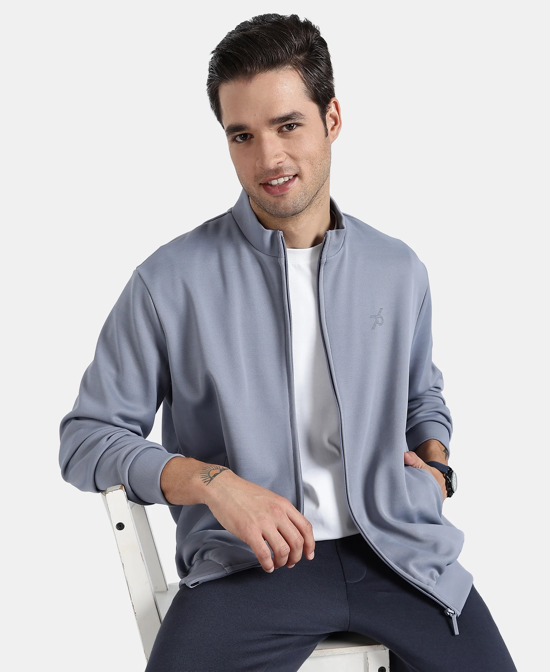Microfiber Fabric Jacket with StayFresh Treatment - Grey - Image 6