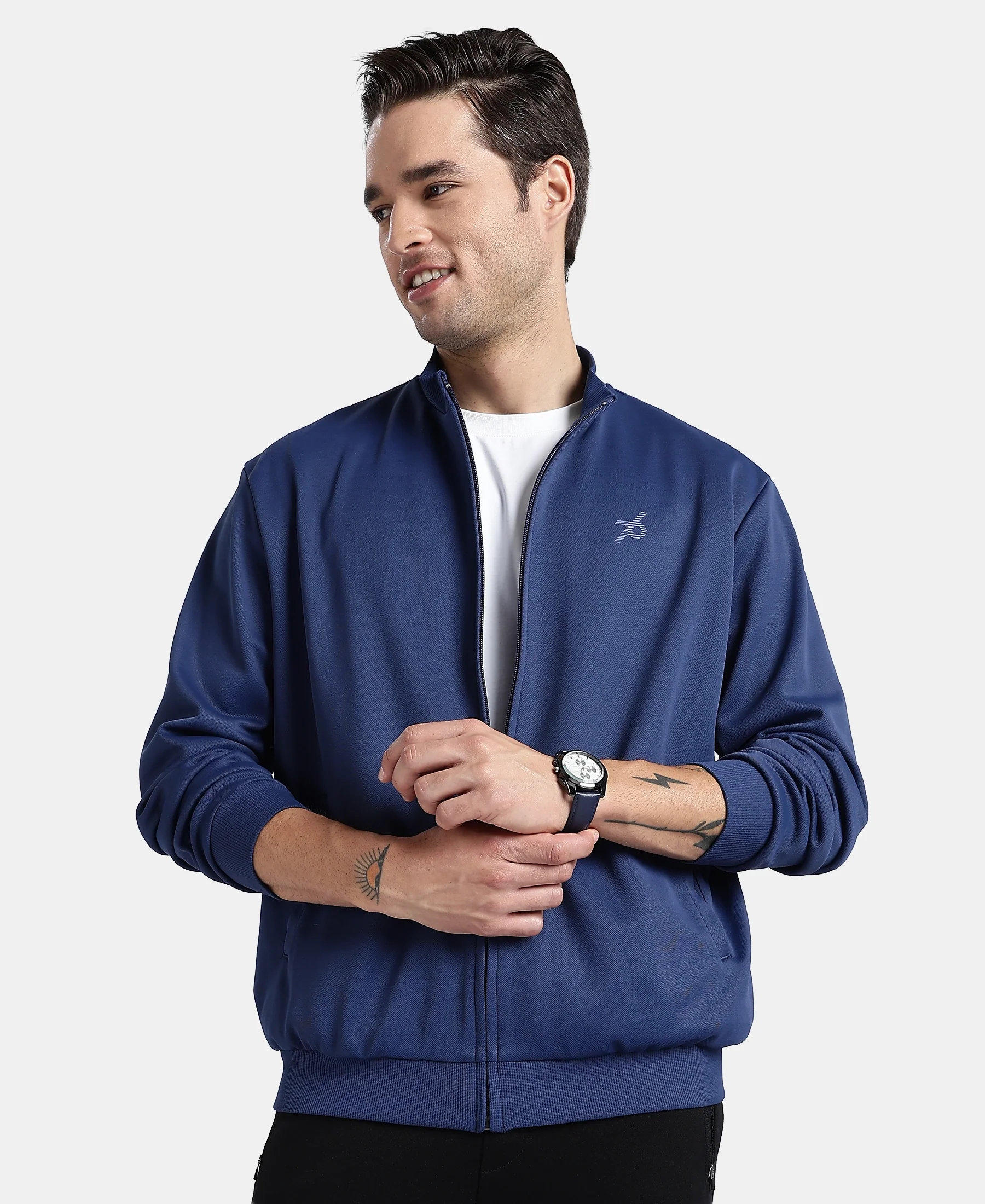 Microfiber Fabric Jacket with StayFresh Treatment - Navy - Image 5