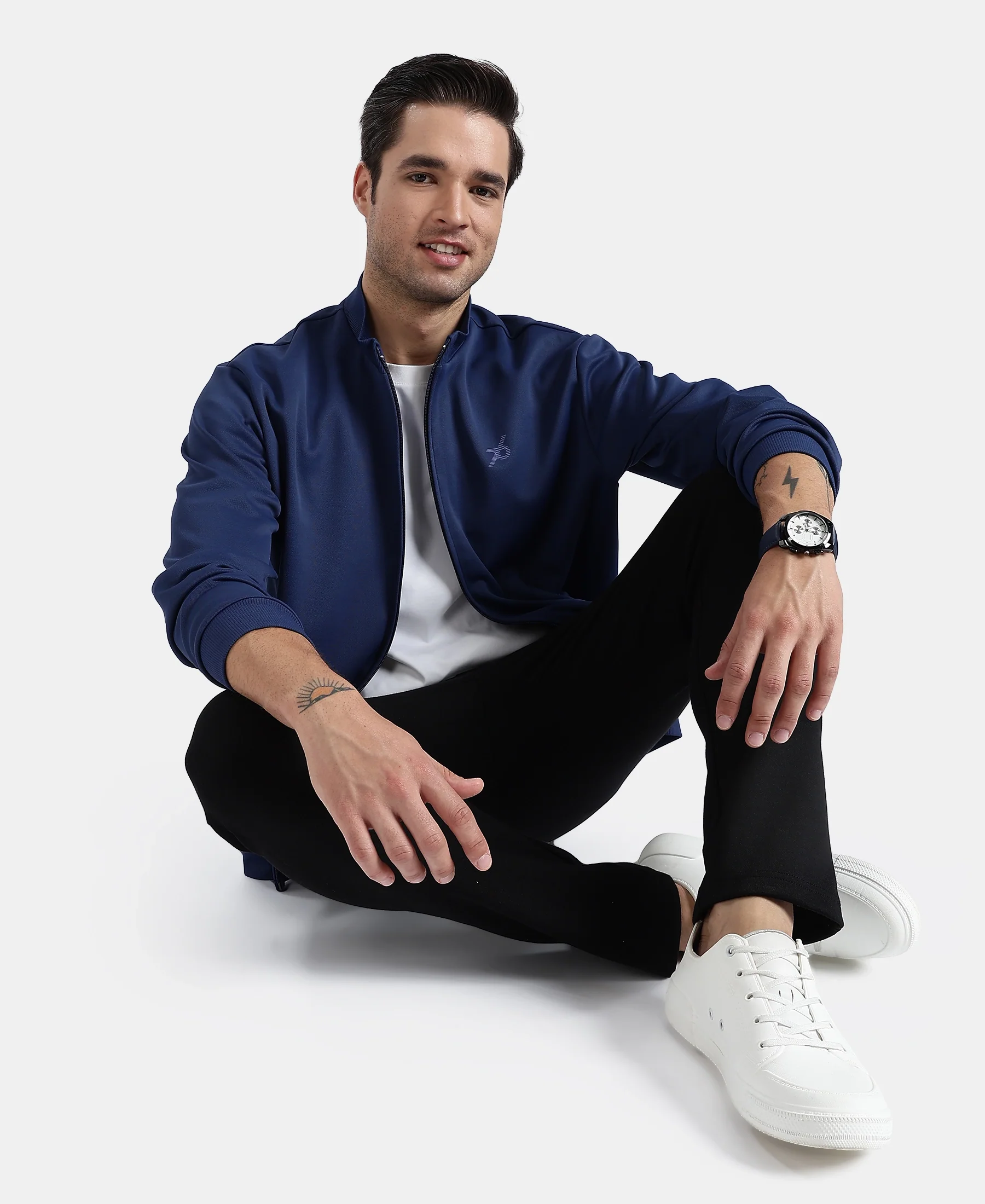 Microfiber Fabric Jacket with StayFresh Treatment - Navy - Image 6
