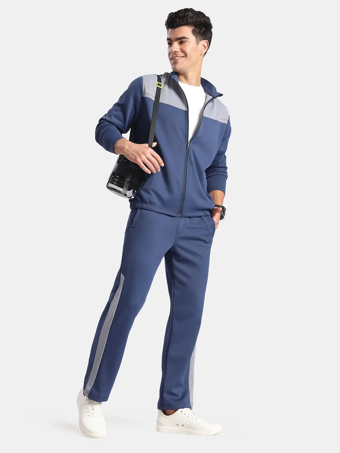 Microfiber Fabric Jacket with StayFresh Treatment - Navy & Grey - Image 6