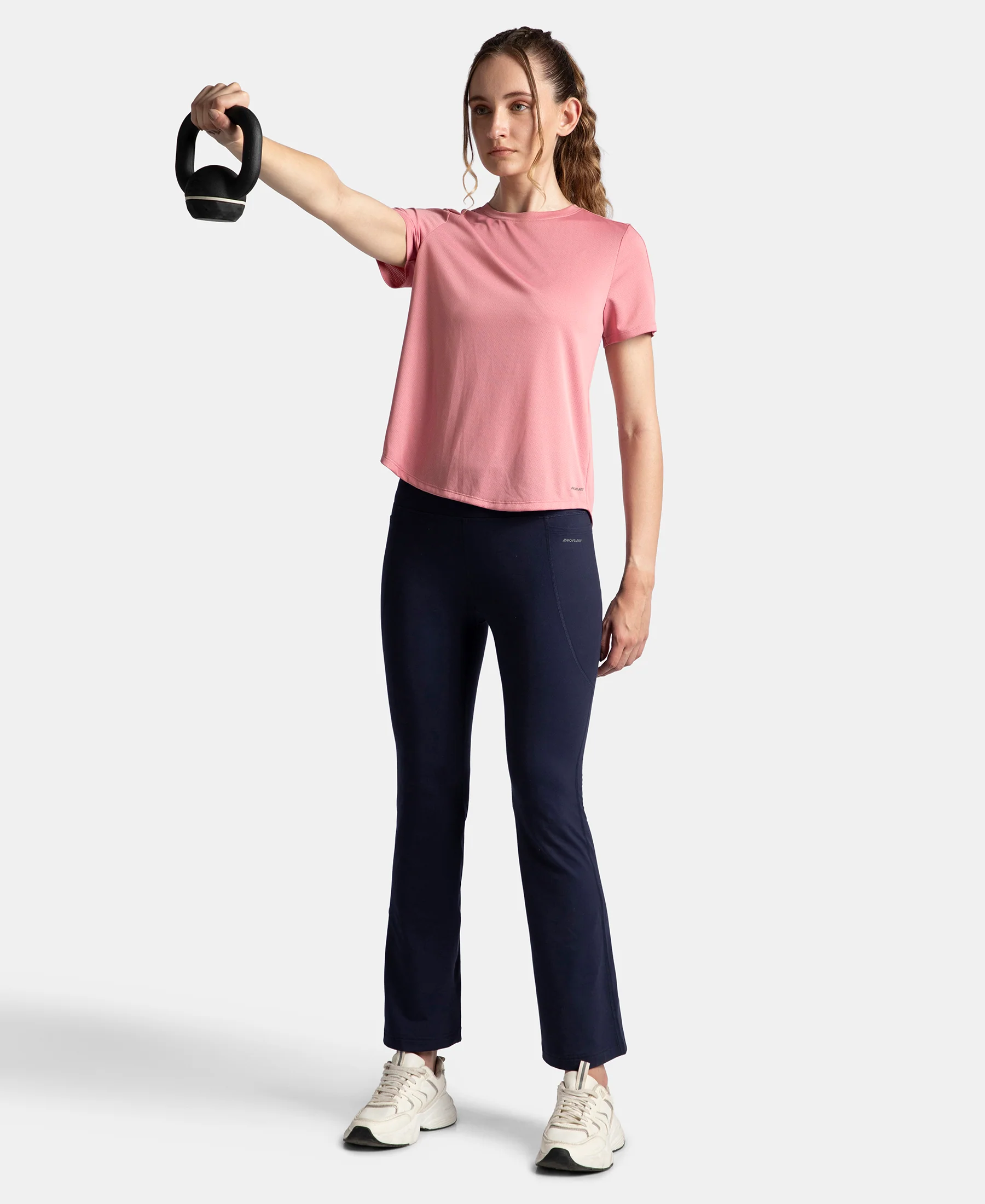 Microfiber Fabric Regular Fit Half Sleeve Breathable Mesh T-Shirt - Rose - Image 6
