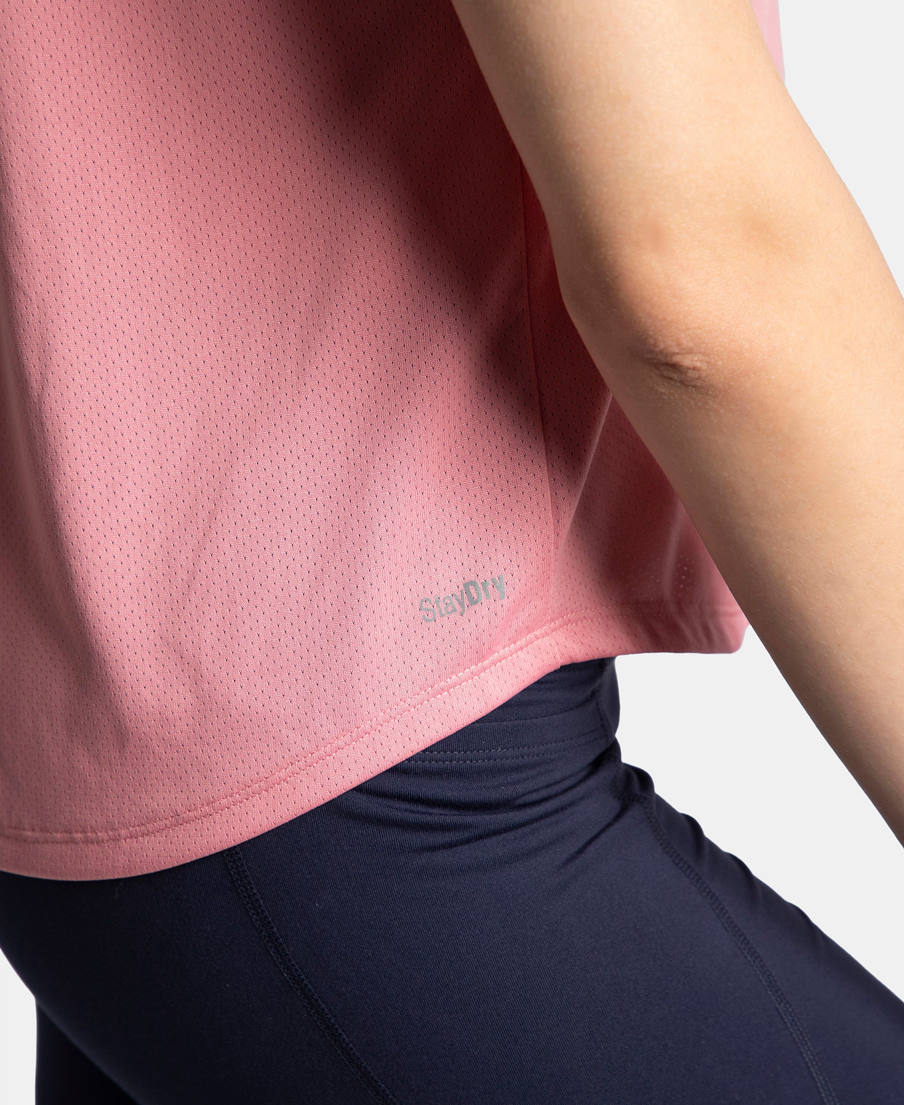 Microfiber Fabric Regular Fit Half Sleeve Breathable Mesh T-Shirt - Rose - Image 8