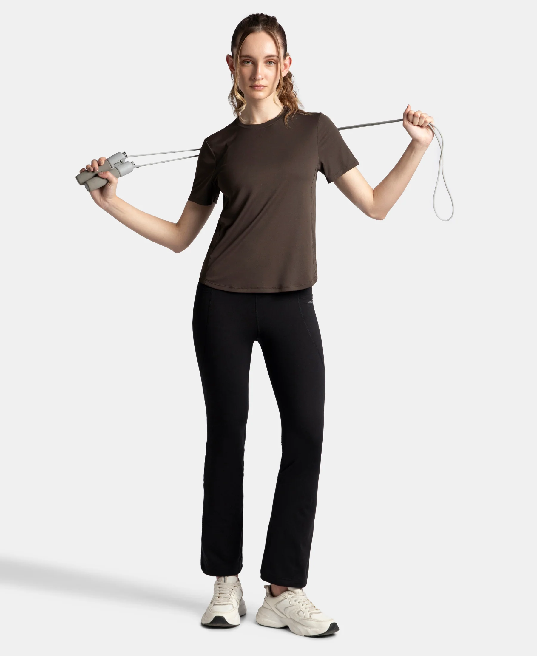 Microfiber Fabric Regular Fit Half Sleeve Breathable Mesh T-Shirt with Curved Hem Styling - Coffee - Image 9