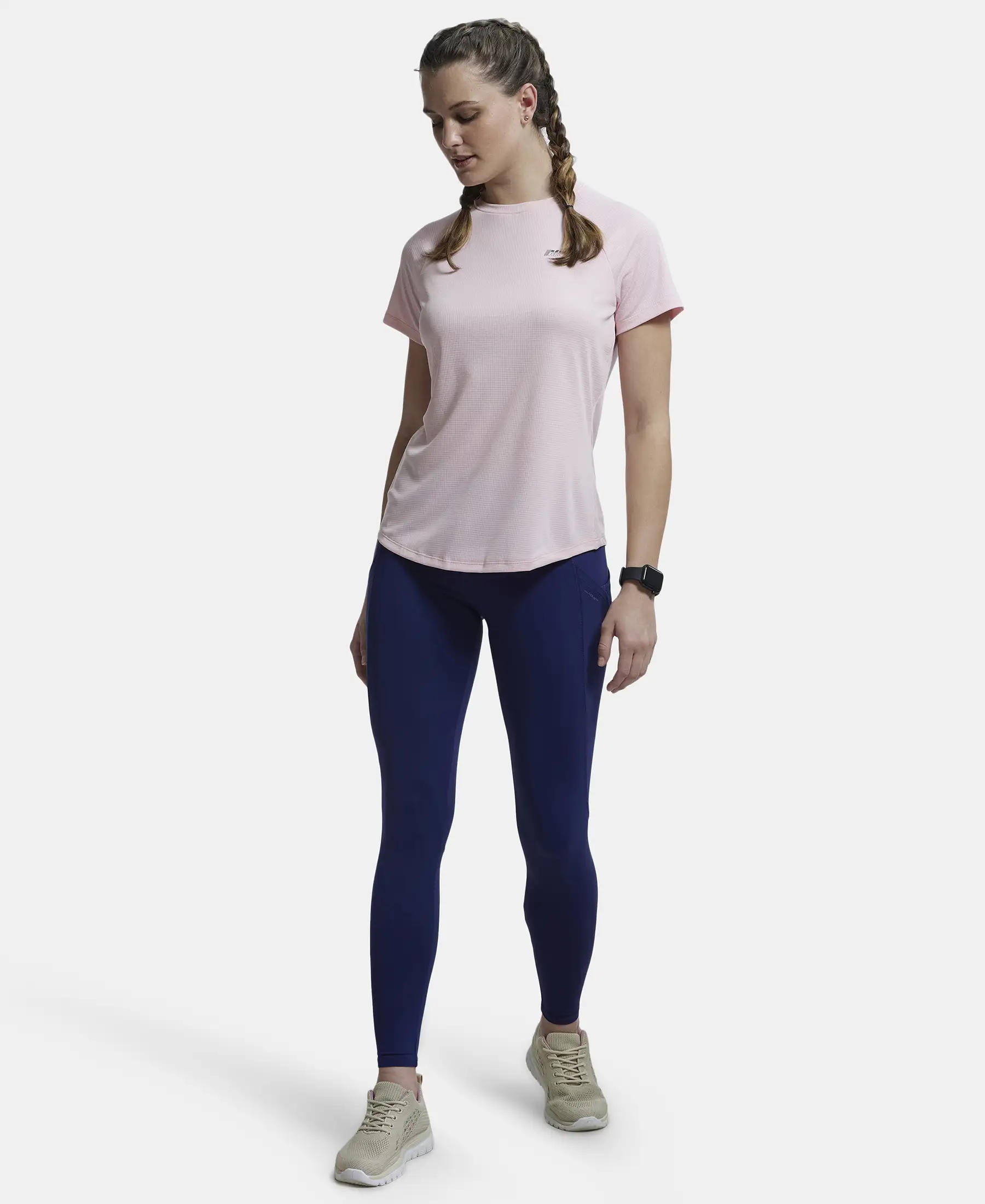 Microfiber Fabric Relaxed Fit Half Sleeve Breathable Mesh T-Shirt - Almond Blossom - Image 4