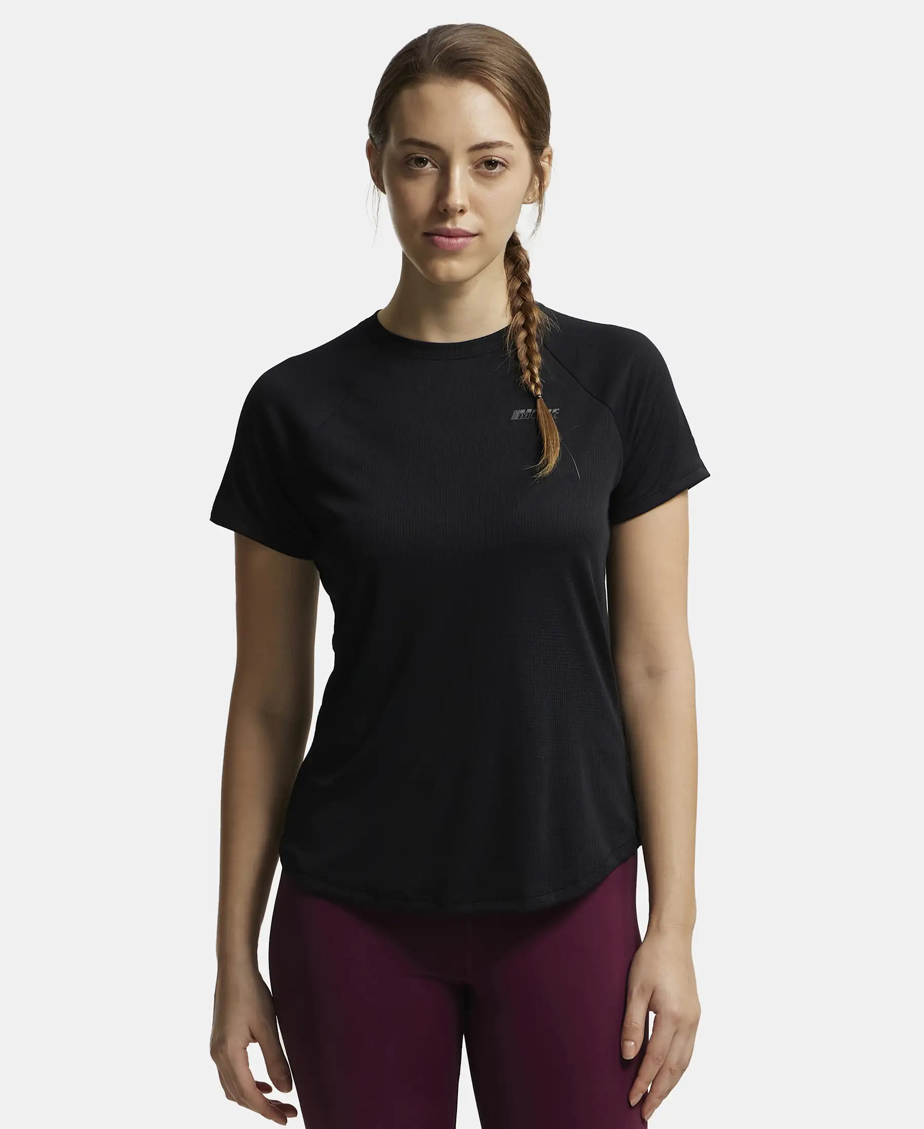 Microfiber Fabric Relaxed Fit Half Sleeve Breathable Mesh T-Shirt - Black