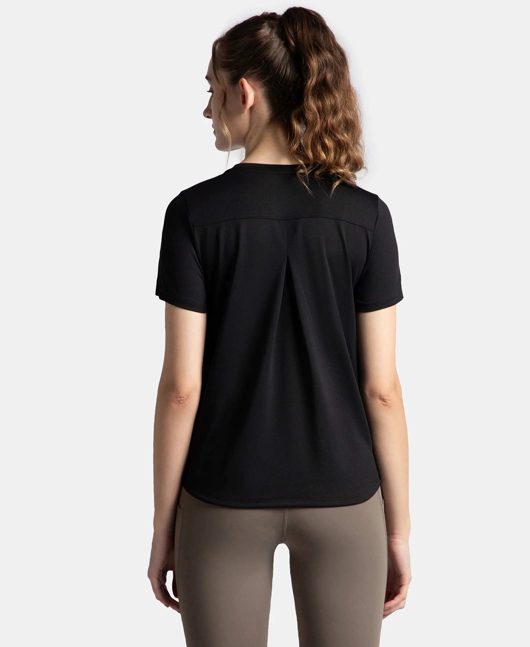 Microfiber Fabric Regular Fit Half Sleeve Breathable Mesh T-Shirt - Black - Image 3