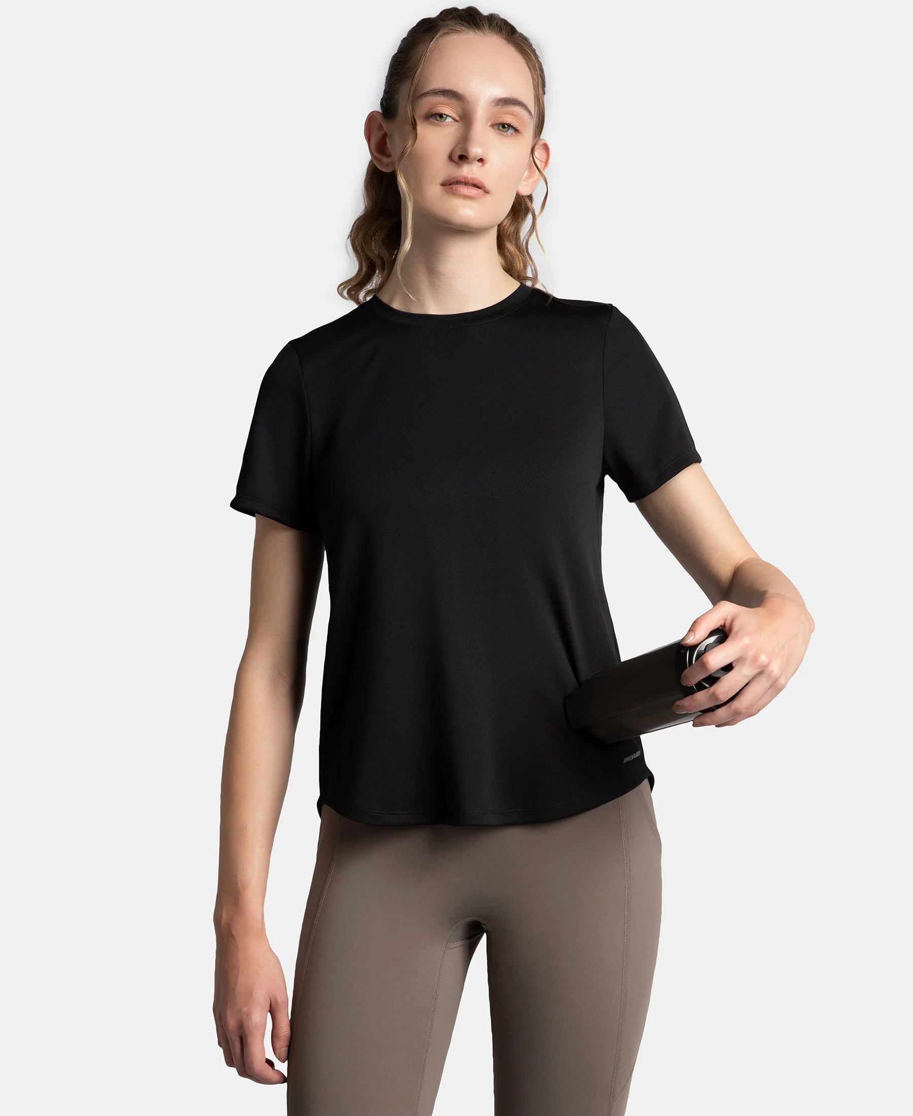Microfiber Fabric Regular Fit Half Sleeve Breathable Mesh T-Shirt - Black - Image 5
