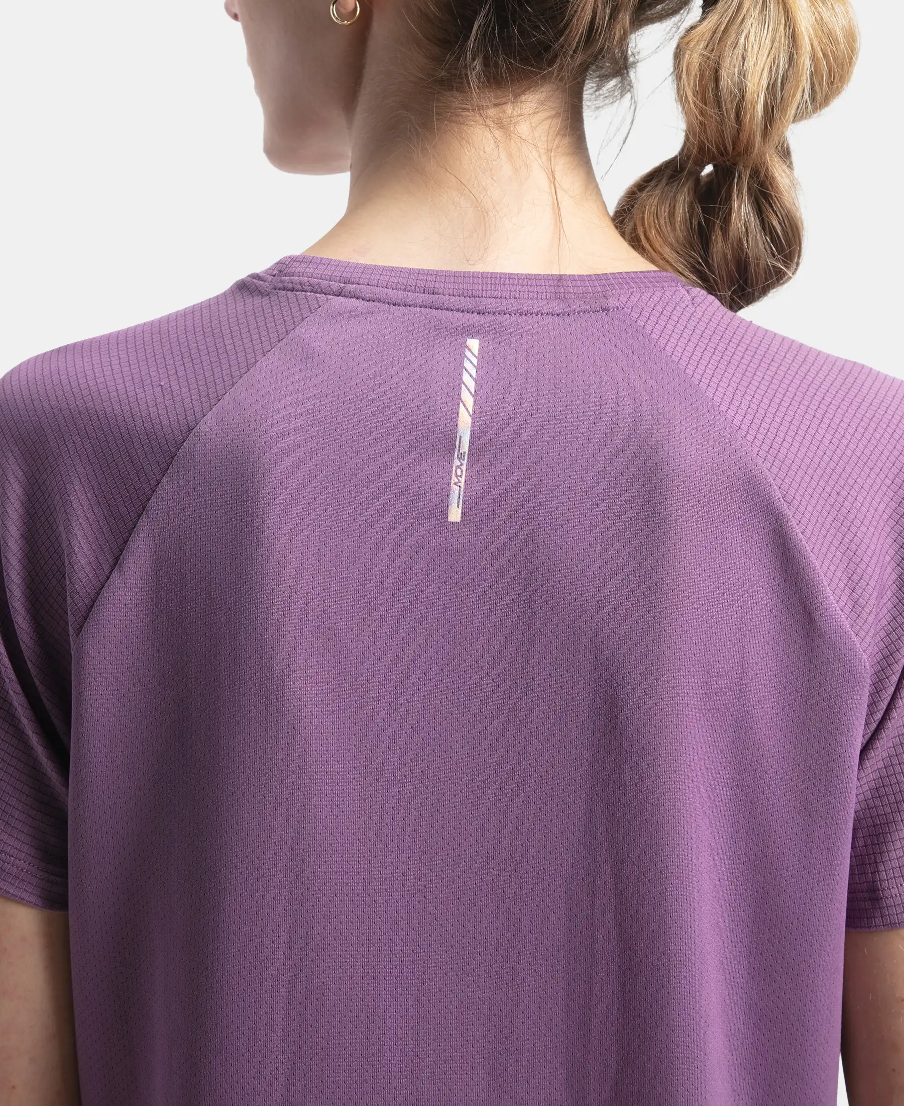 Microfiber Fabric Relaxed Fit Half Sleeve Breathable Mesh T-Shirt - Chinese Violet - Image 8