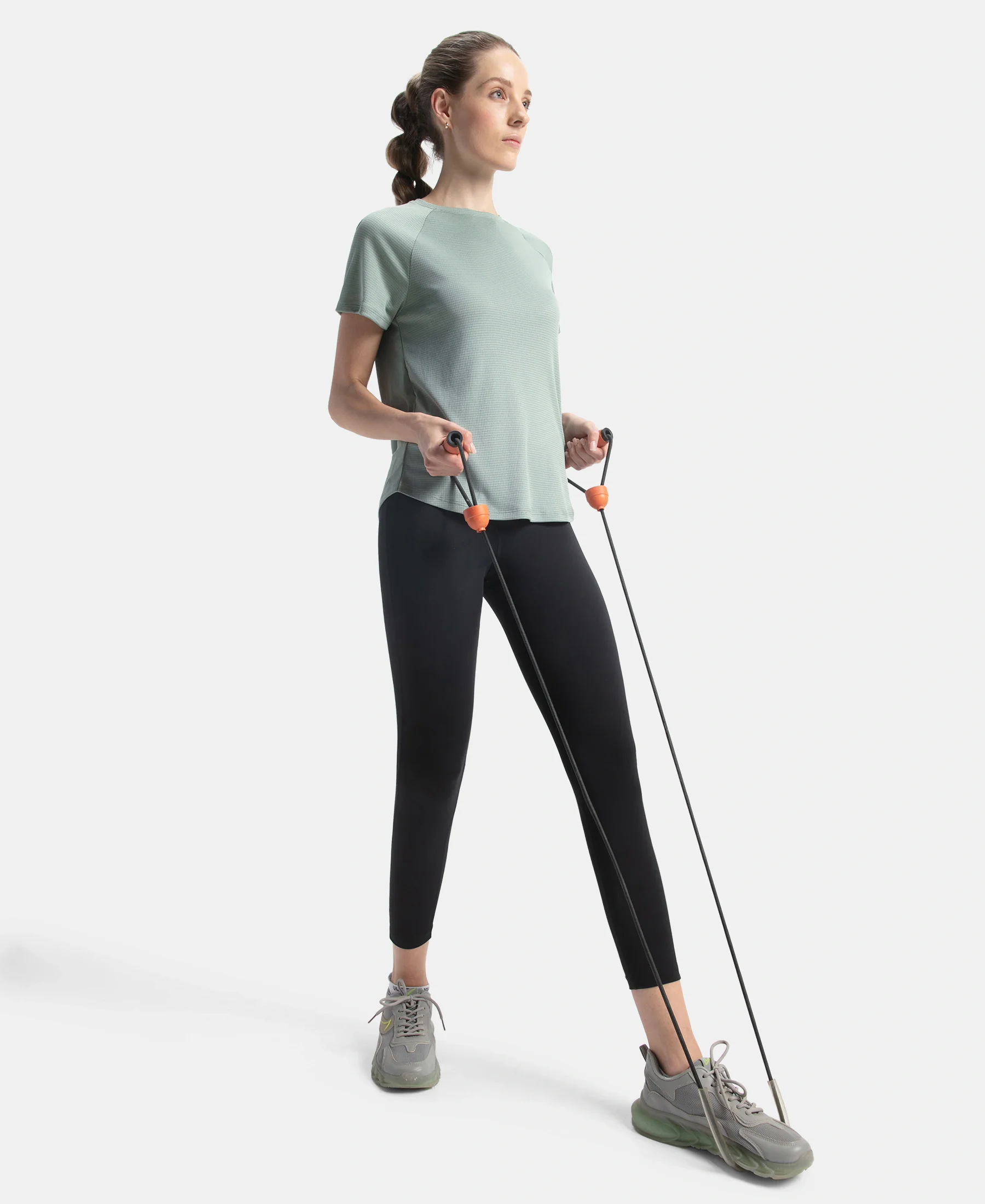 Microfiber Fabric Relaxed Fit Half Sleeve Breathable Mesh T-Shirt - Iceberg Green - Image 6