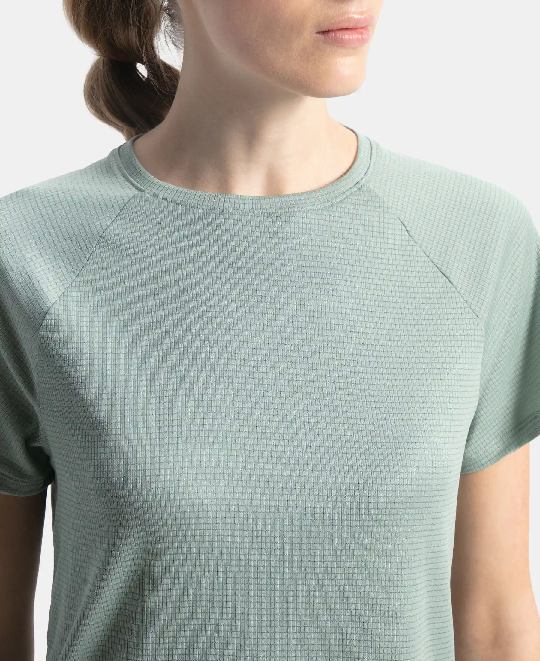 Microfiber Fabric Relaxed Fit Half Sleeve Breathable Mesh T-Shirt - Iceberg Green - Image 7