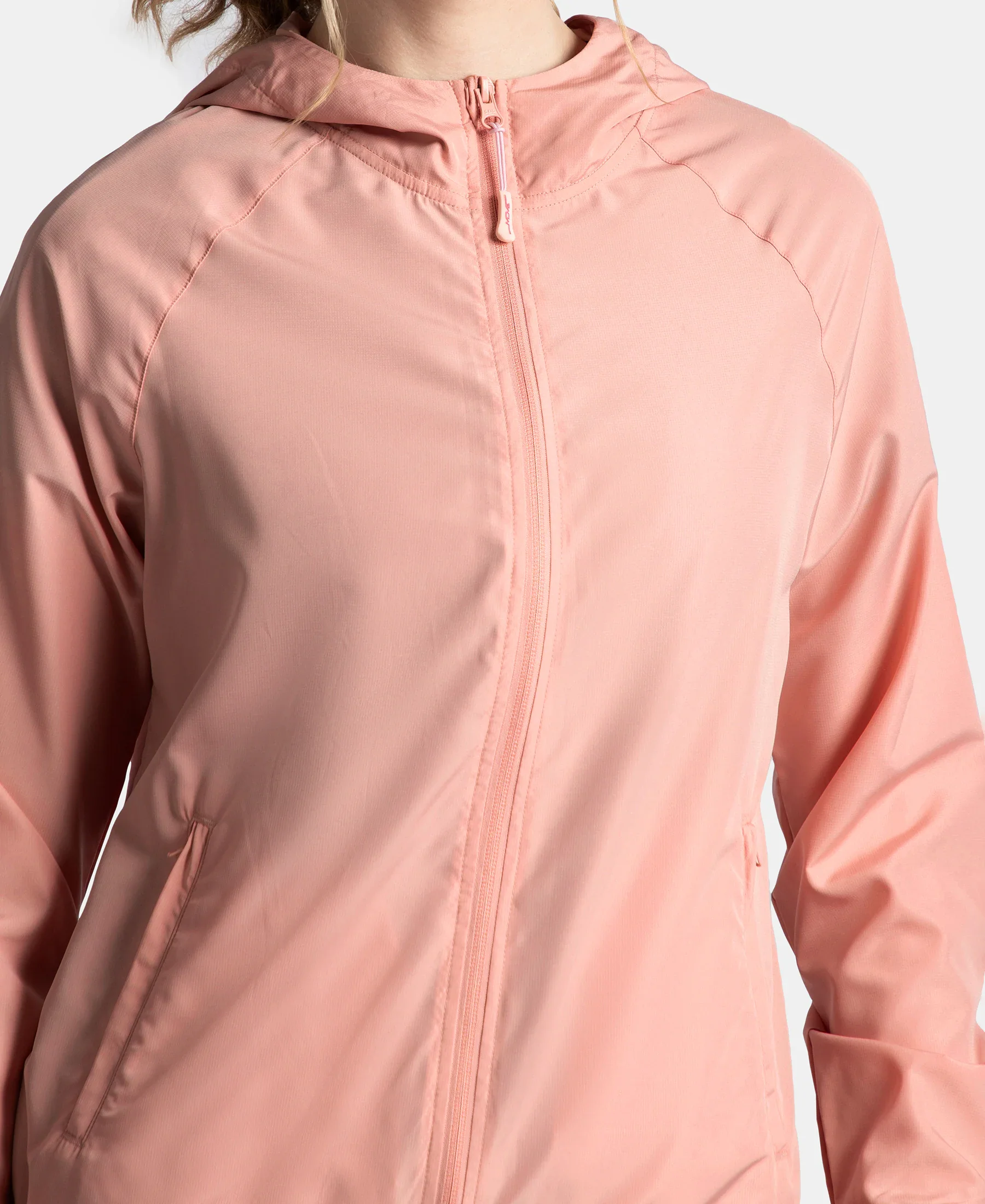 Microfiber Fabric Relaxed Fit Raglan Styled Water Resistant Hoodie Jacket - Mellow Rose - Image 7