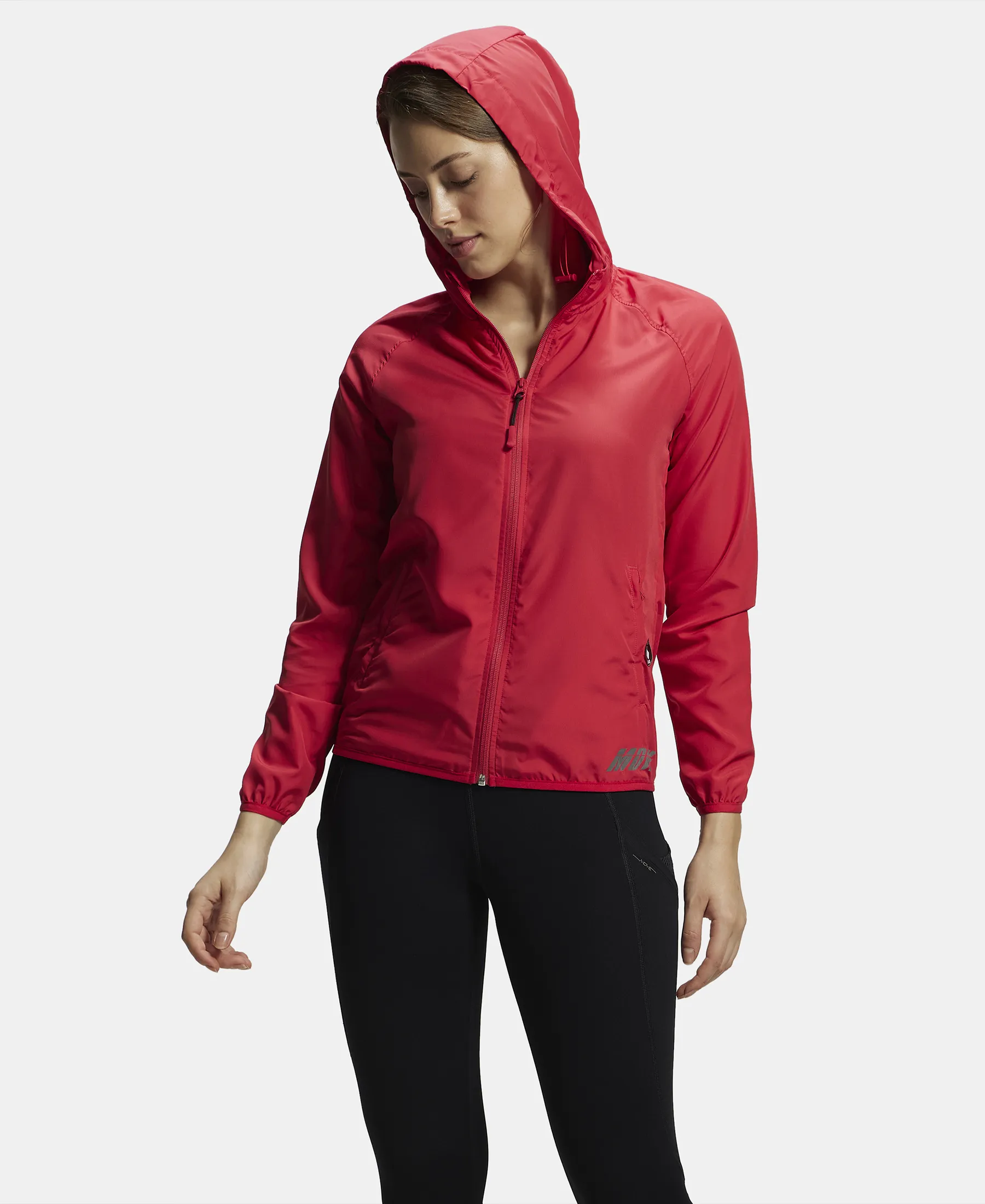 Microfiber Fabric Relaxed Fit Raglan Styled Water Resistant Hoodie Jacket - Virtual Pink - Image 6