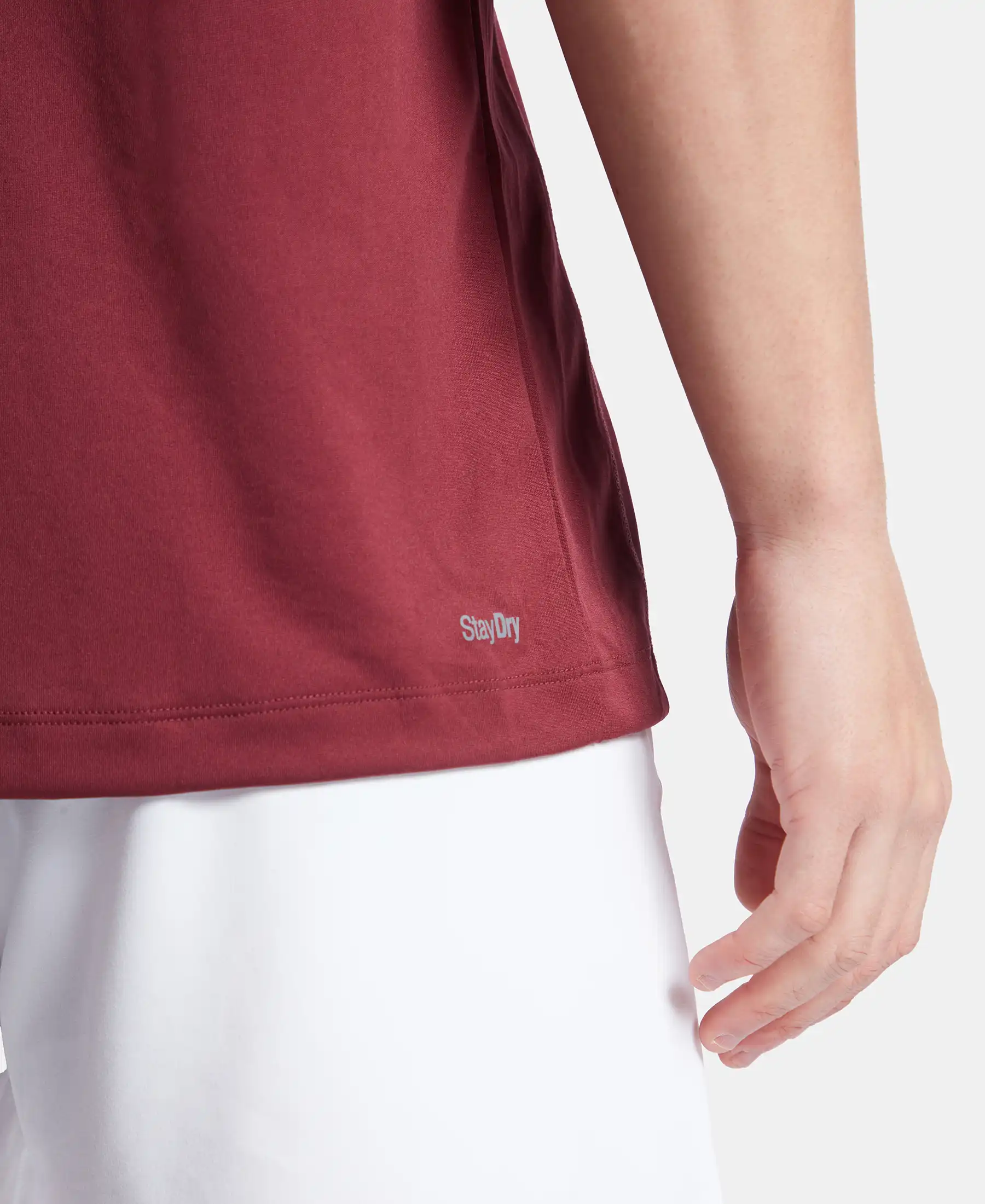 Microfiber Fabric Round Neck Half Sleeve T-Shirt with Breathable Mesh - Tawny Port - Image 9