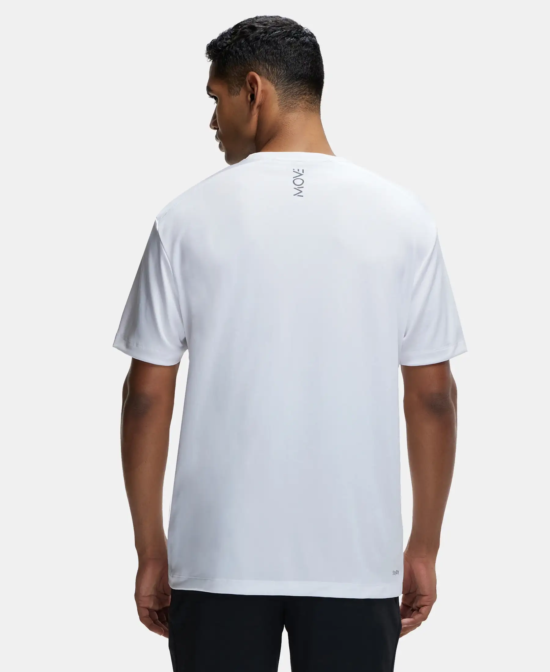 Microfiber Fabric Round Neck Half Sleeve T-Shirt with Breathable Mesh - White - Image 3