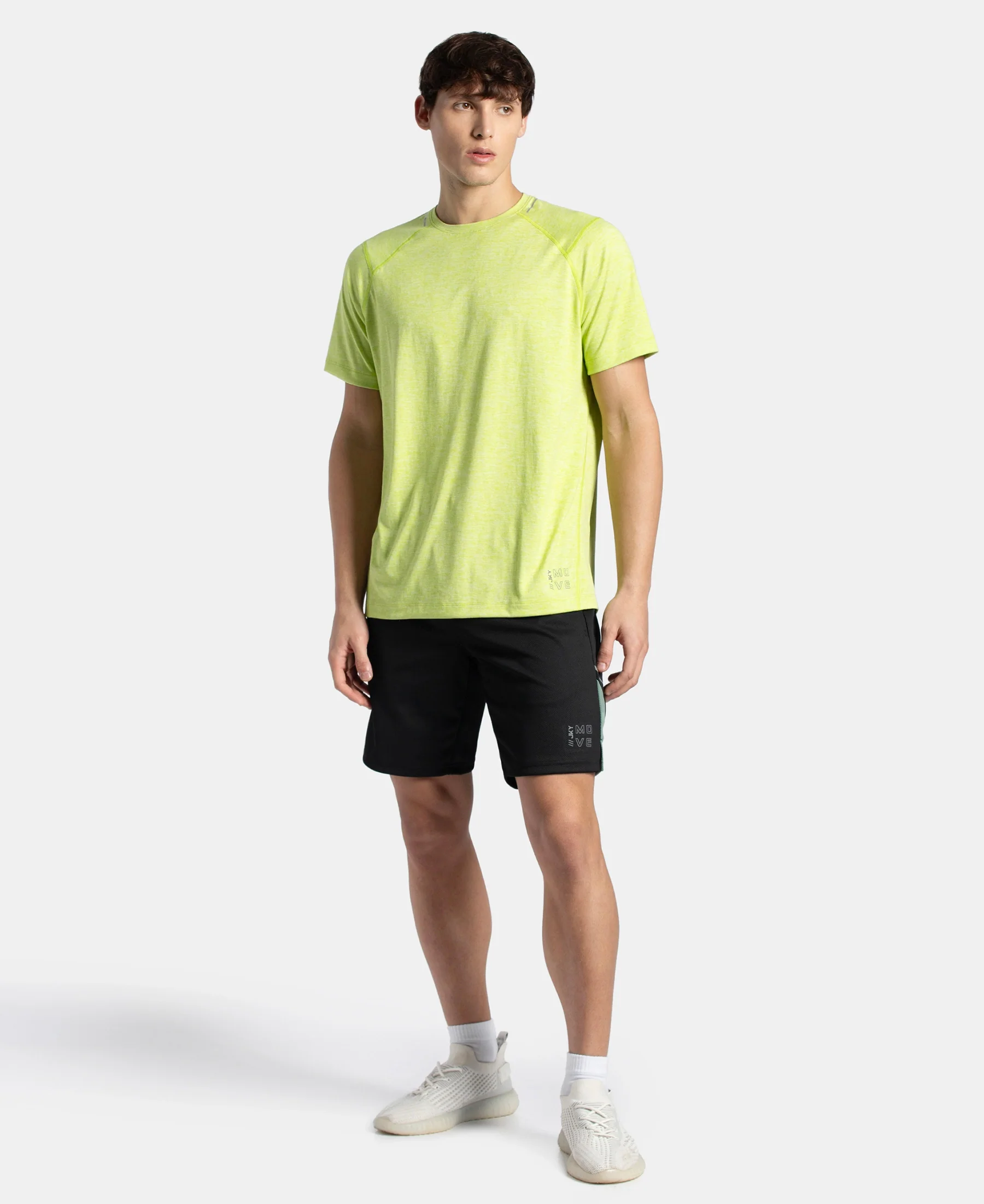 Microfiber Fabric Round Neck Half Sleeve T-Shirt with StayDry Tech - Green Glow Zebra - Image 4