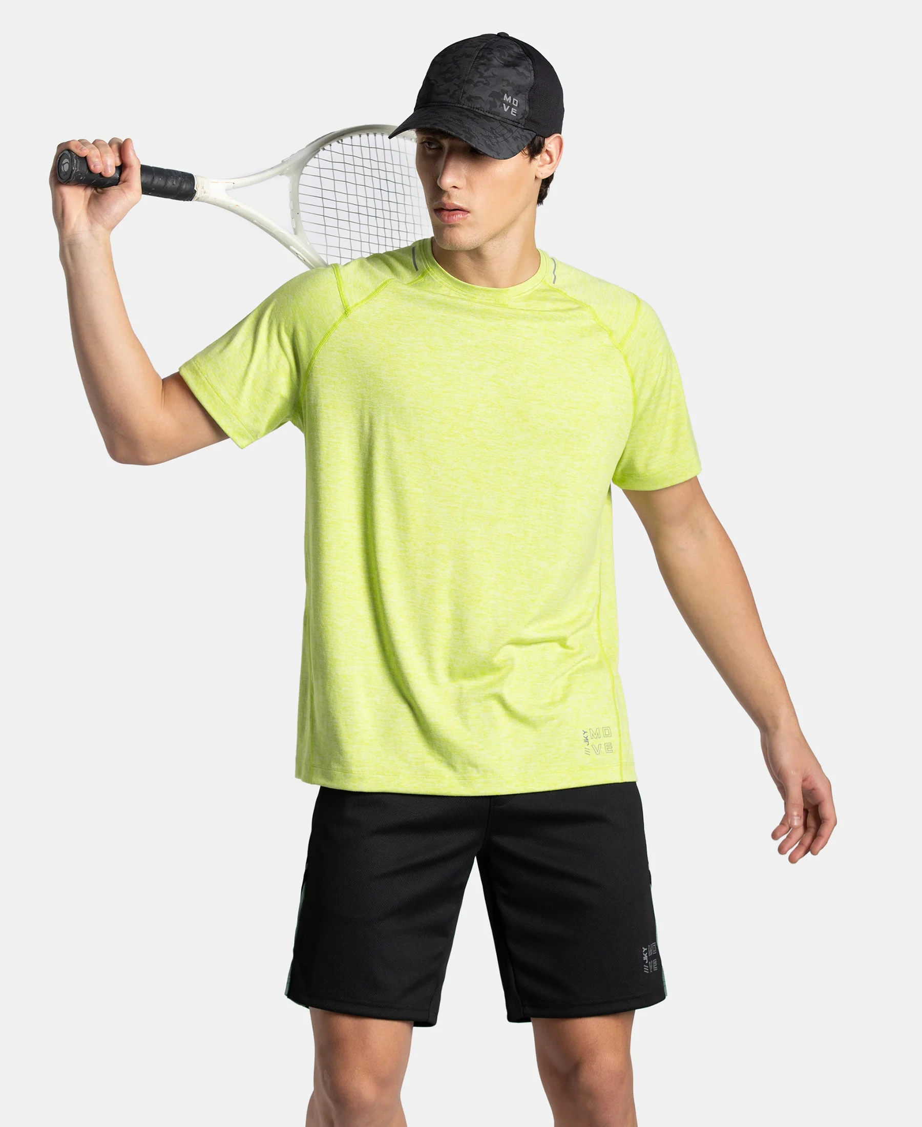 Microfiber Fabric Round Neck Half Sleeve T-Shirt with StayDry Tech - Green Glow Zebra - Image 5