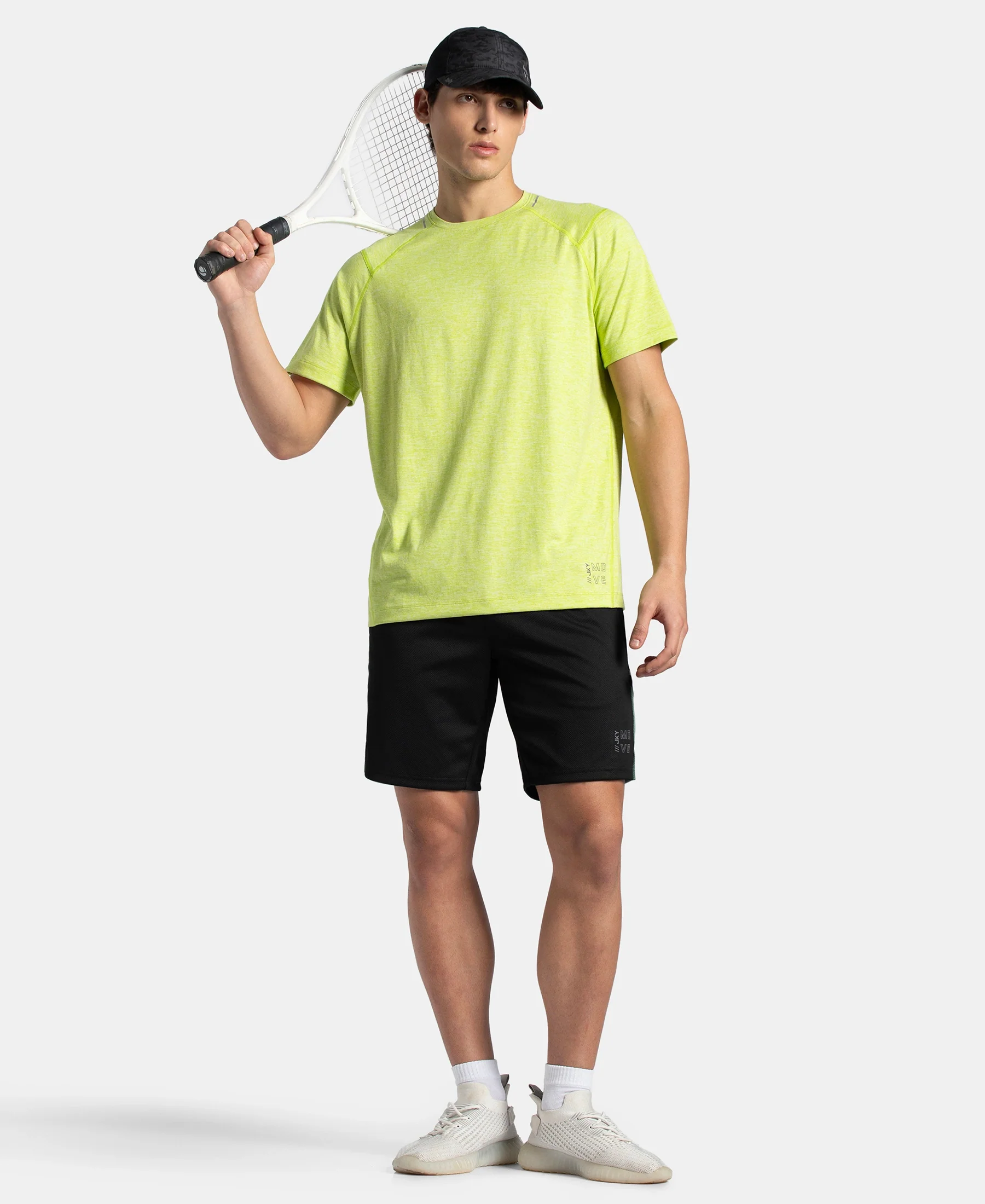 Microfiber Fabric Round Neck Half Sleeve T-Shirt with StayDry Tech - Green Glow Zebra - Image 6